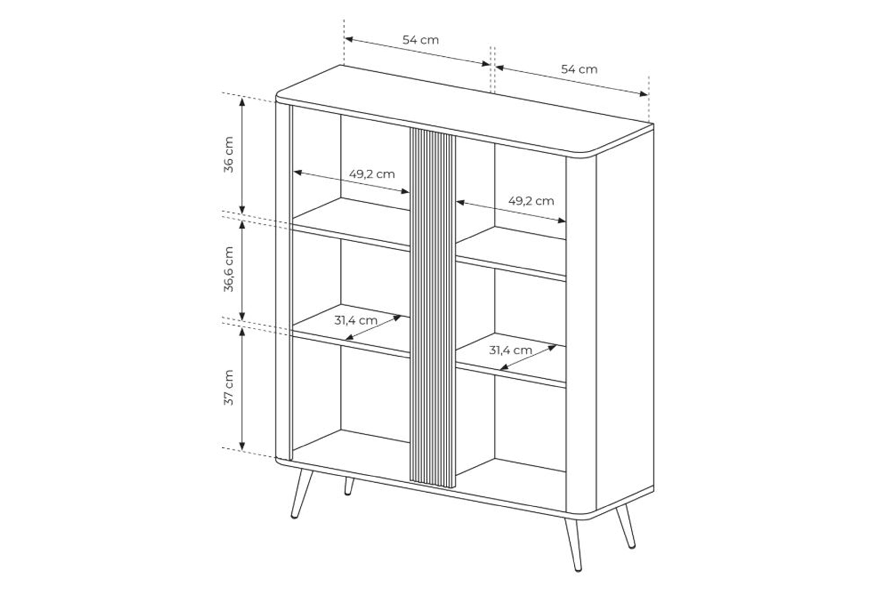 Vysoká komoda Edrin 113 cm - dub dunin / černá Komoda vysoká Edrin 113 cm - dub dunin / černá