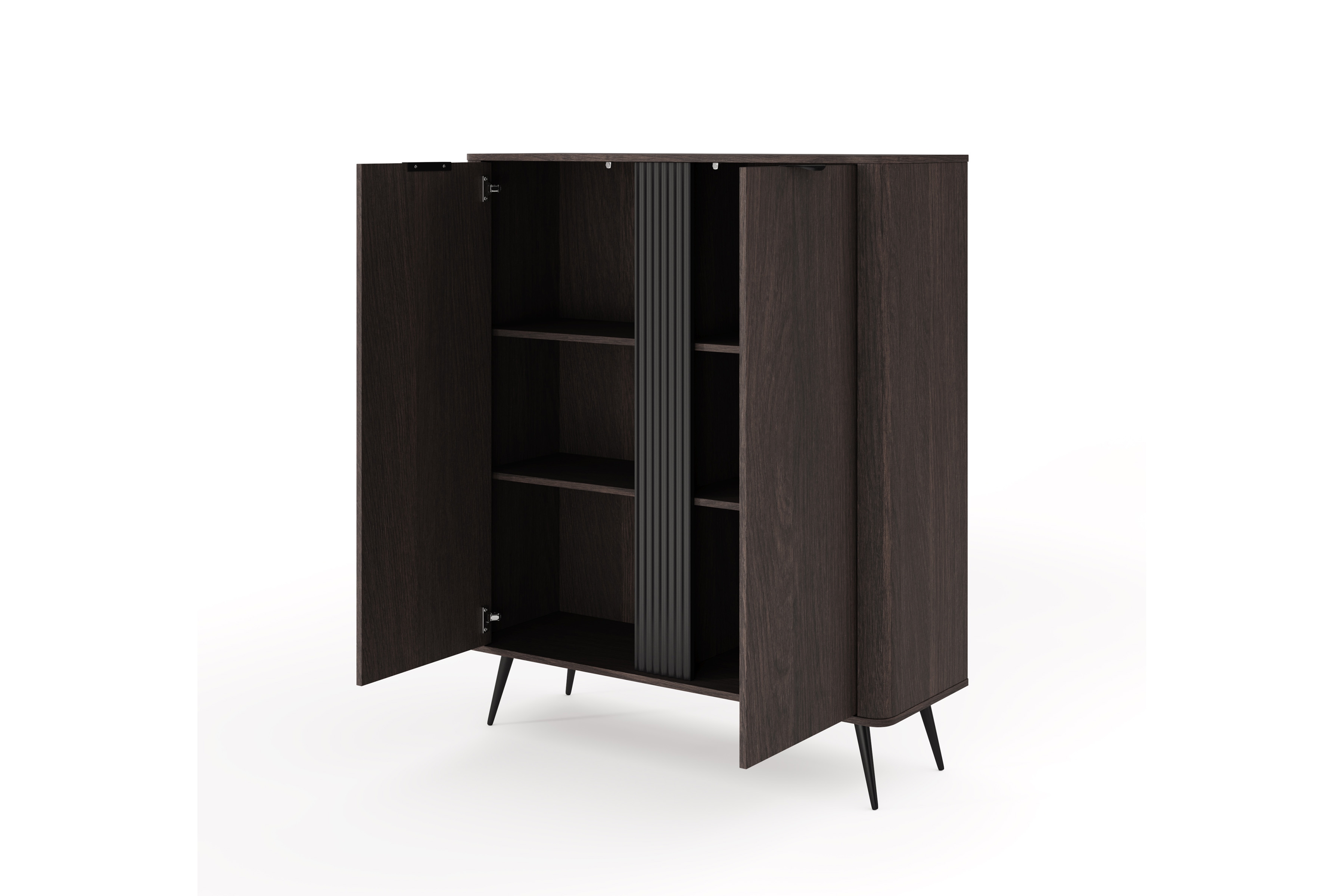 Vysoká komoda Edrin 113 cm - dub dunin / černá Komoda vysoká Edrin 113 cm - dub dunin / černá