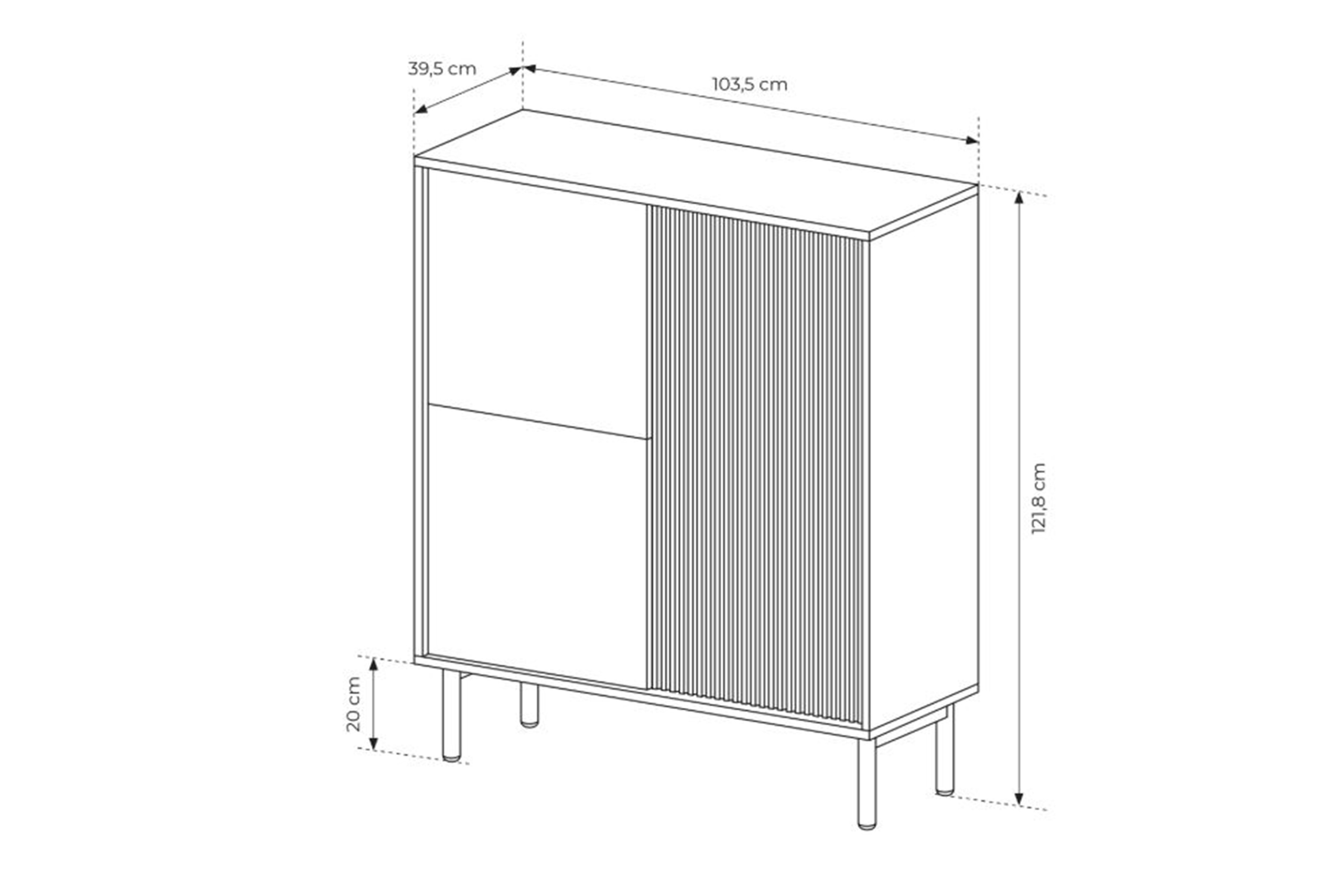 Vysoká komoda Rivio 104 cm - dub cremona Komoda vysoká Rivio 104 cm  - Dub cremona