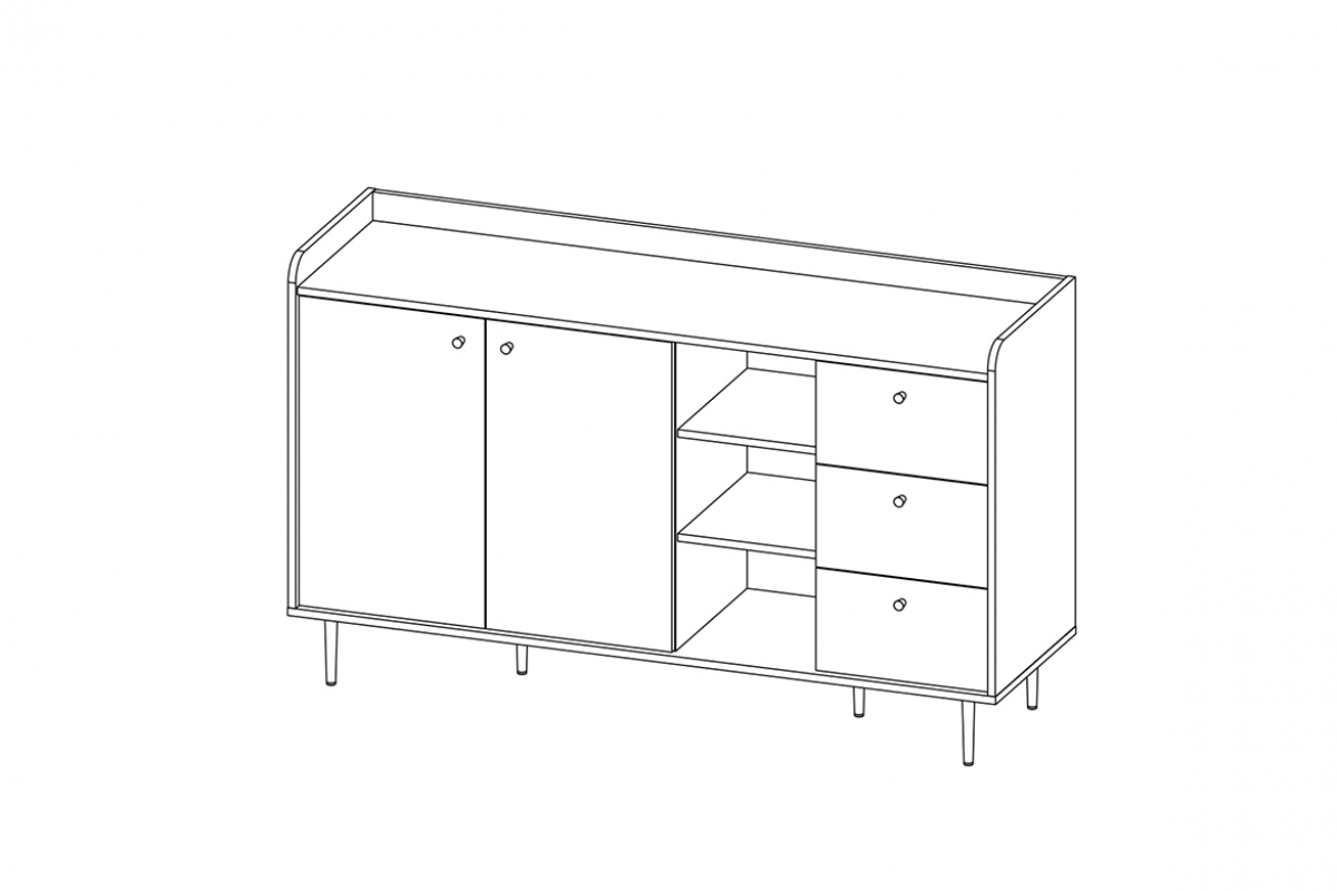 Komoda dvojdverová s tromi zásuvkami Kastelio - brandy castello Komoda Hnedá