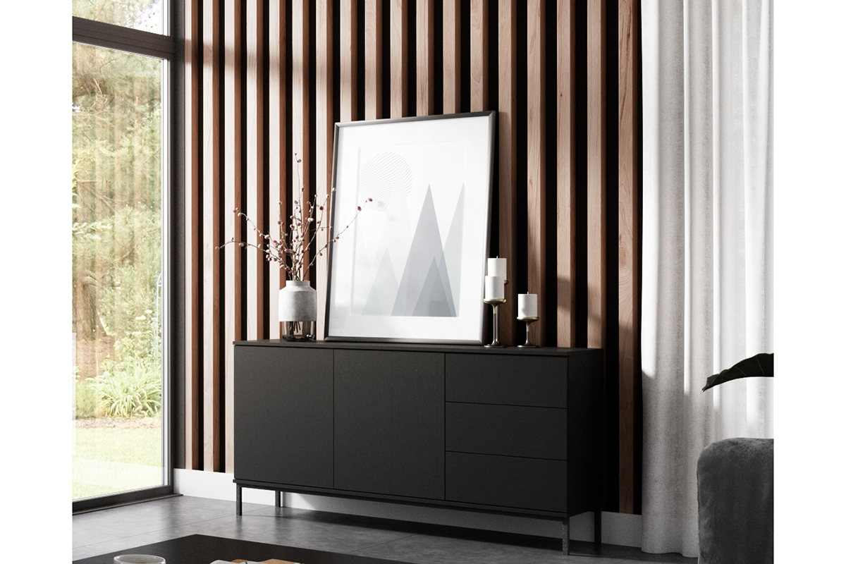 Komoda Tristal se 3 zásuvkami - černý mat Komoda s zásuvkami Černá