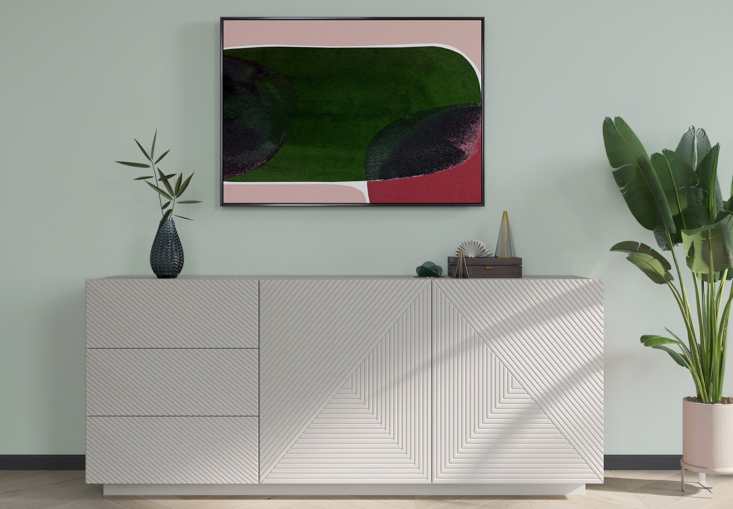 Komoda Asha 167 cm se zásuvkami - kašmír Komoda se zásuvkami Asha 167 cm - kašmír