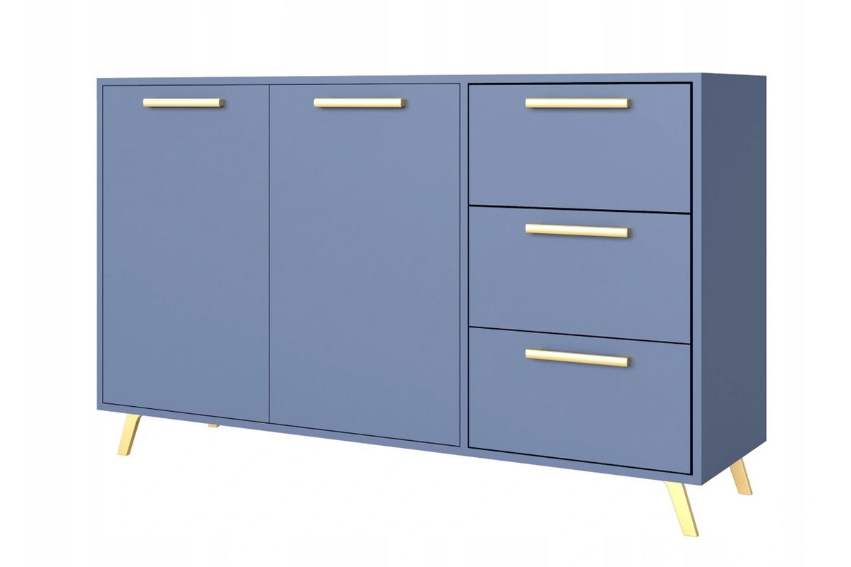 Komoda Bali 139 cm - tlumená modrá Modrá Komoda