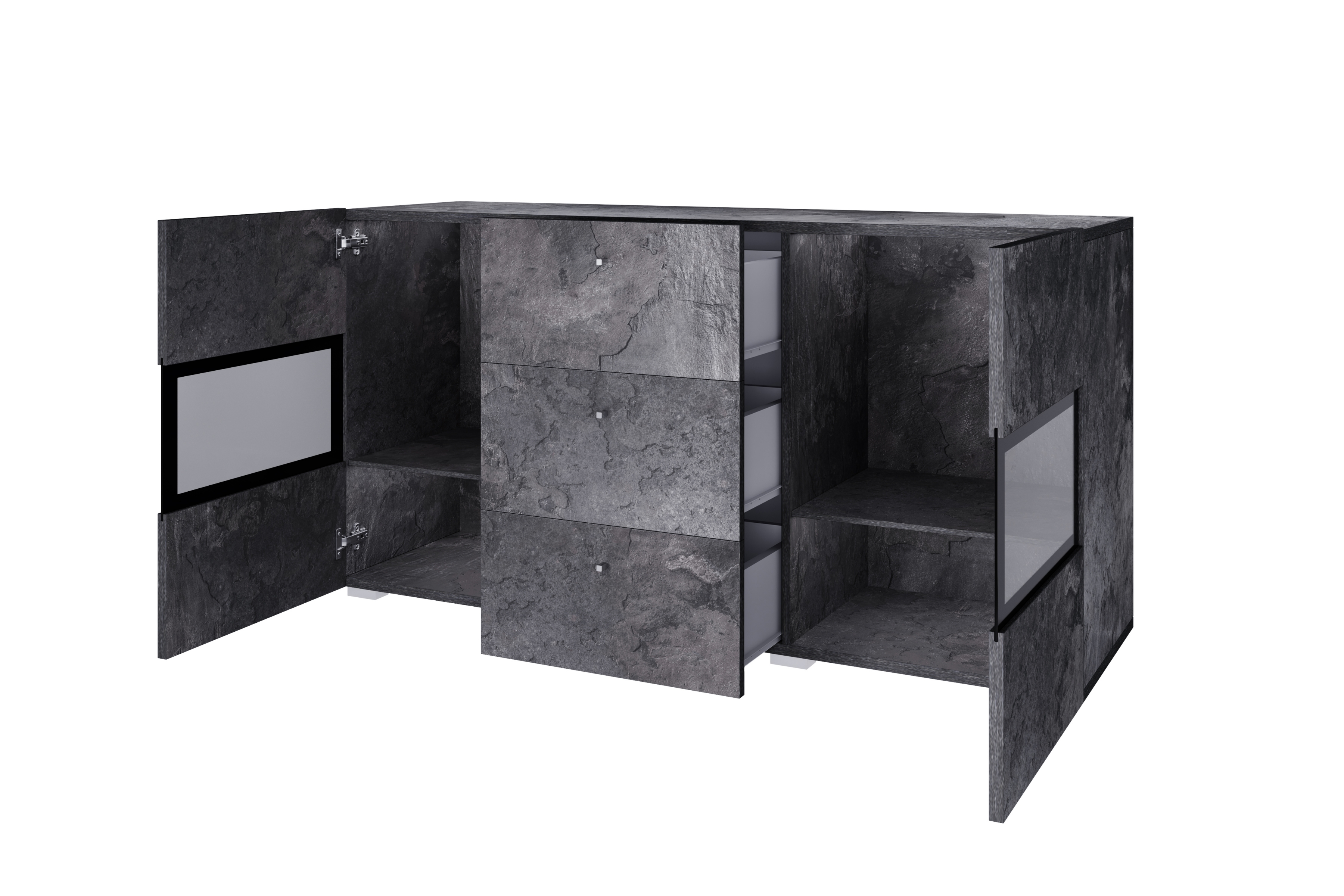 Komoda so zásuvkami Baros 26 - 132 cm - tmavý beton / schiefer Komoda so zásuvkami Baros 26 - 132 cm - tmavý beton / schiefer