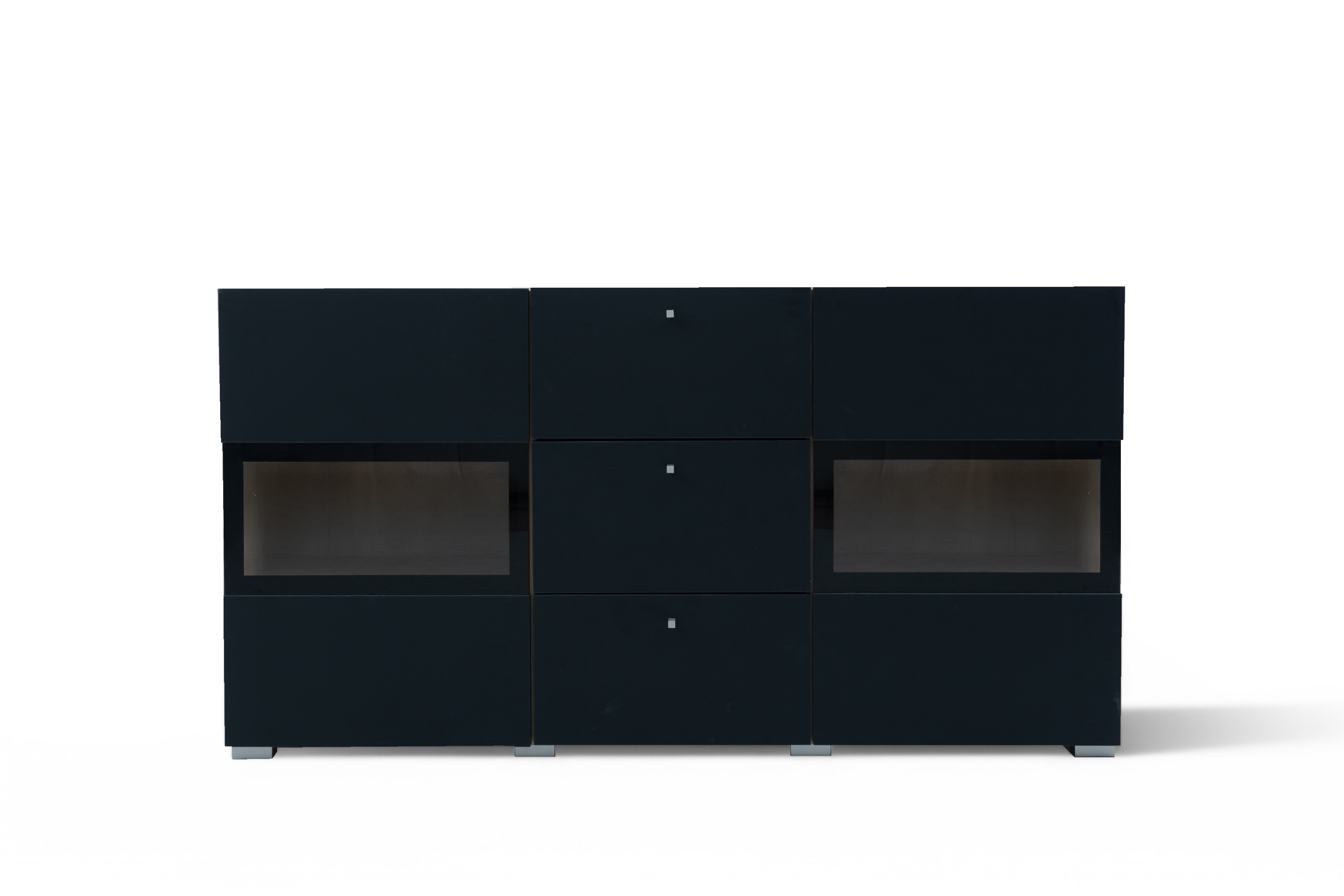 Komoda Baros 26 132 cm so zásuvkami - dub artisan / čierny mat Komoda so zásuvkami Baros 26 - 132 cm - Dub artisan / Čierny mat