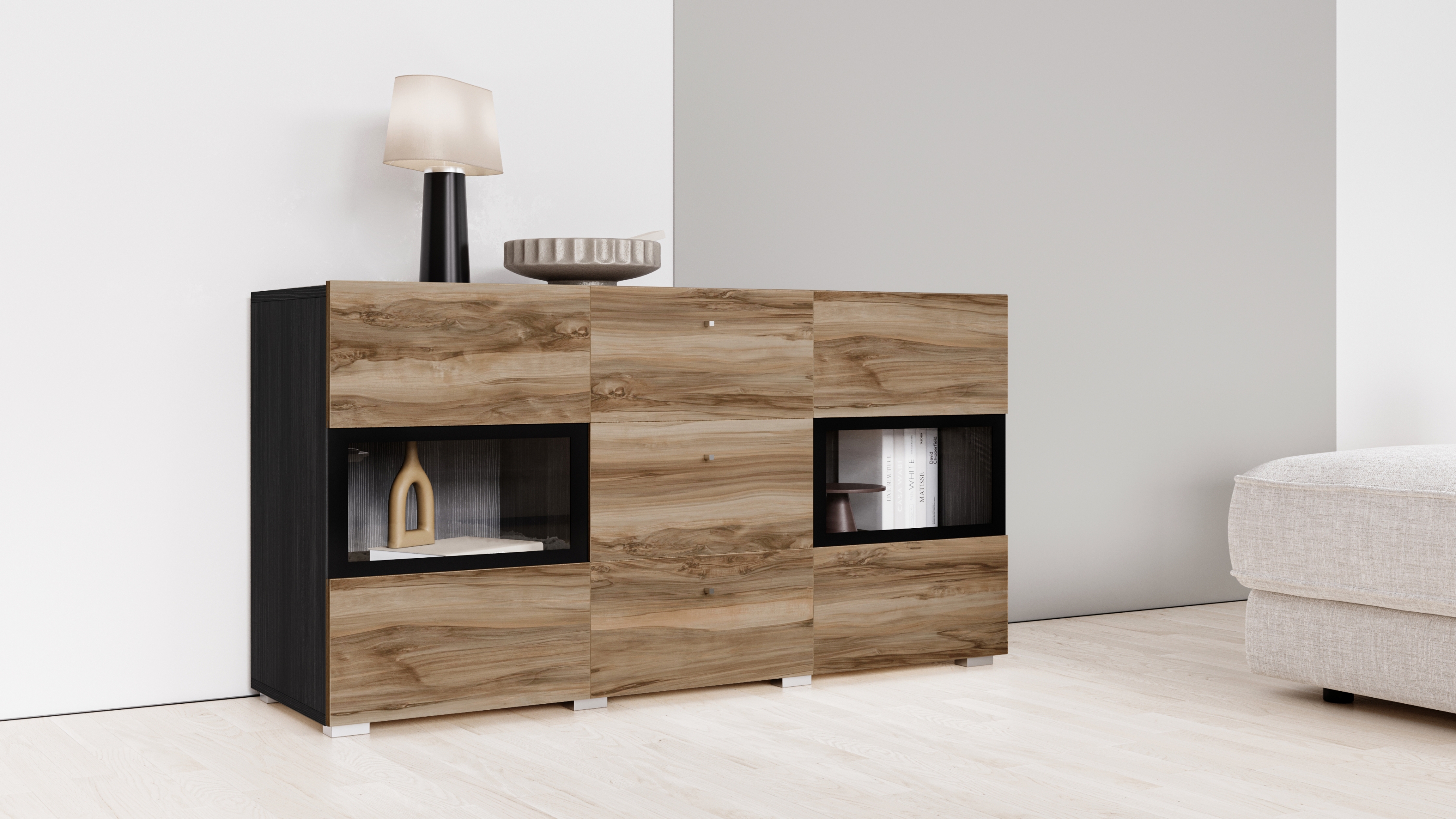 Komoda so zásuvkami Baros 26 - 132 cm - touchwood / Orech sattin Komoda so zásuvkami Baros 26 - 132 cm - touchwood / Orech sattin