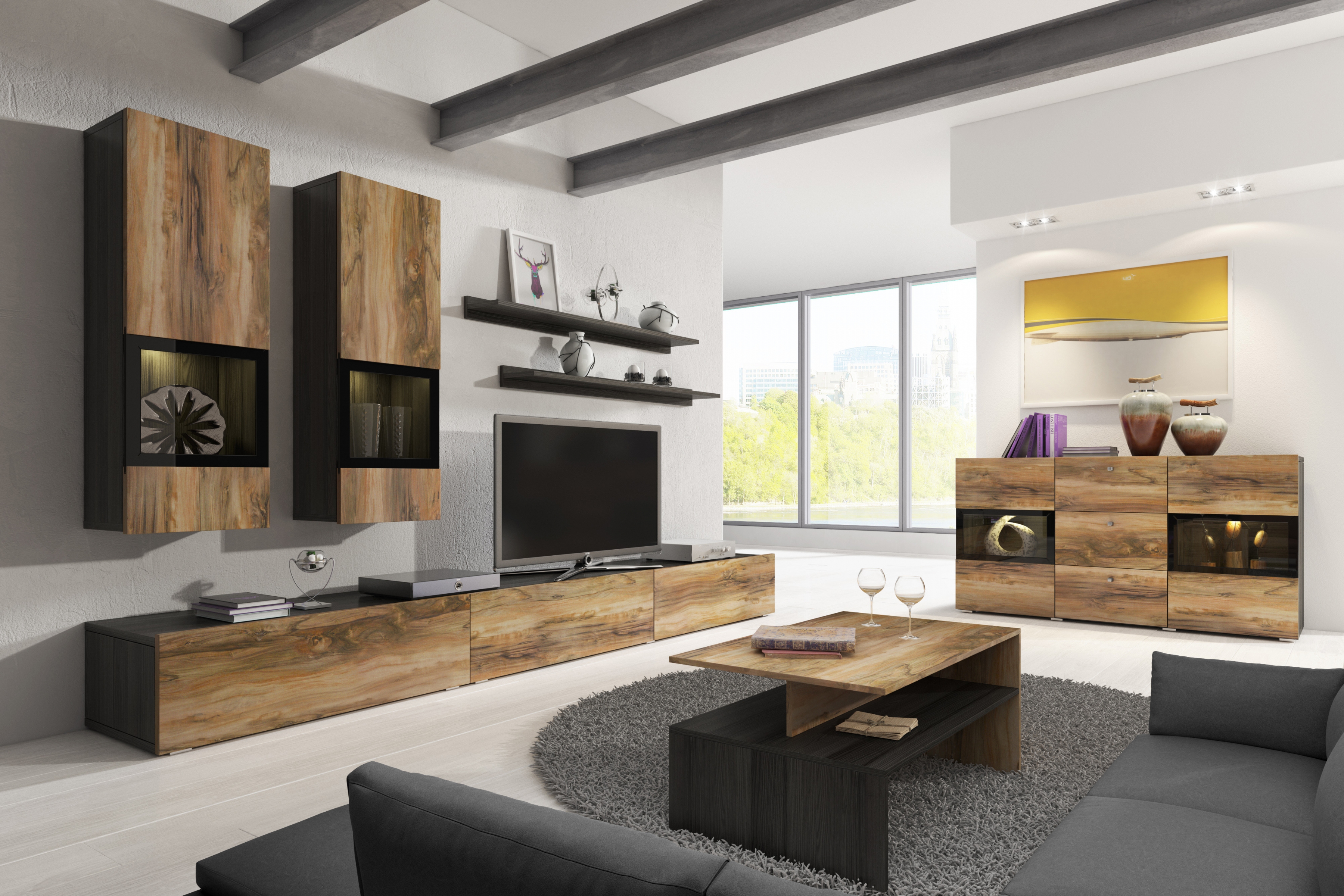 Komoda so zásuvkami Baros 26 - 132 cm - touchwood / Orech sattin Komoda so zásuvkami Baros 26 - 132 cm - touchwood / Orech sattin