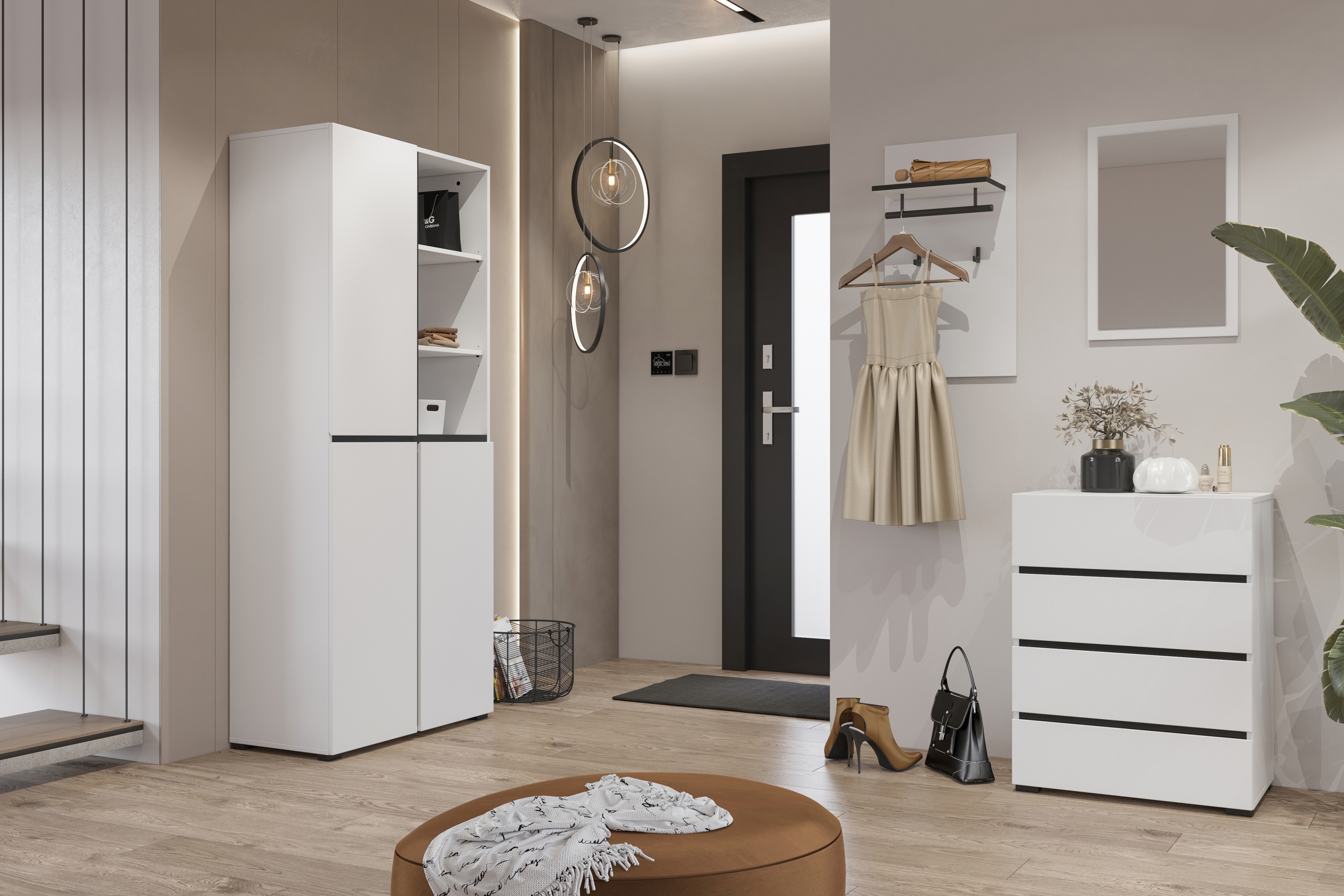 Komoda Cross 60 cm - biela / čierna Komoda so zásuvkami Gramon 60 cm - biela / čierny