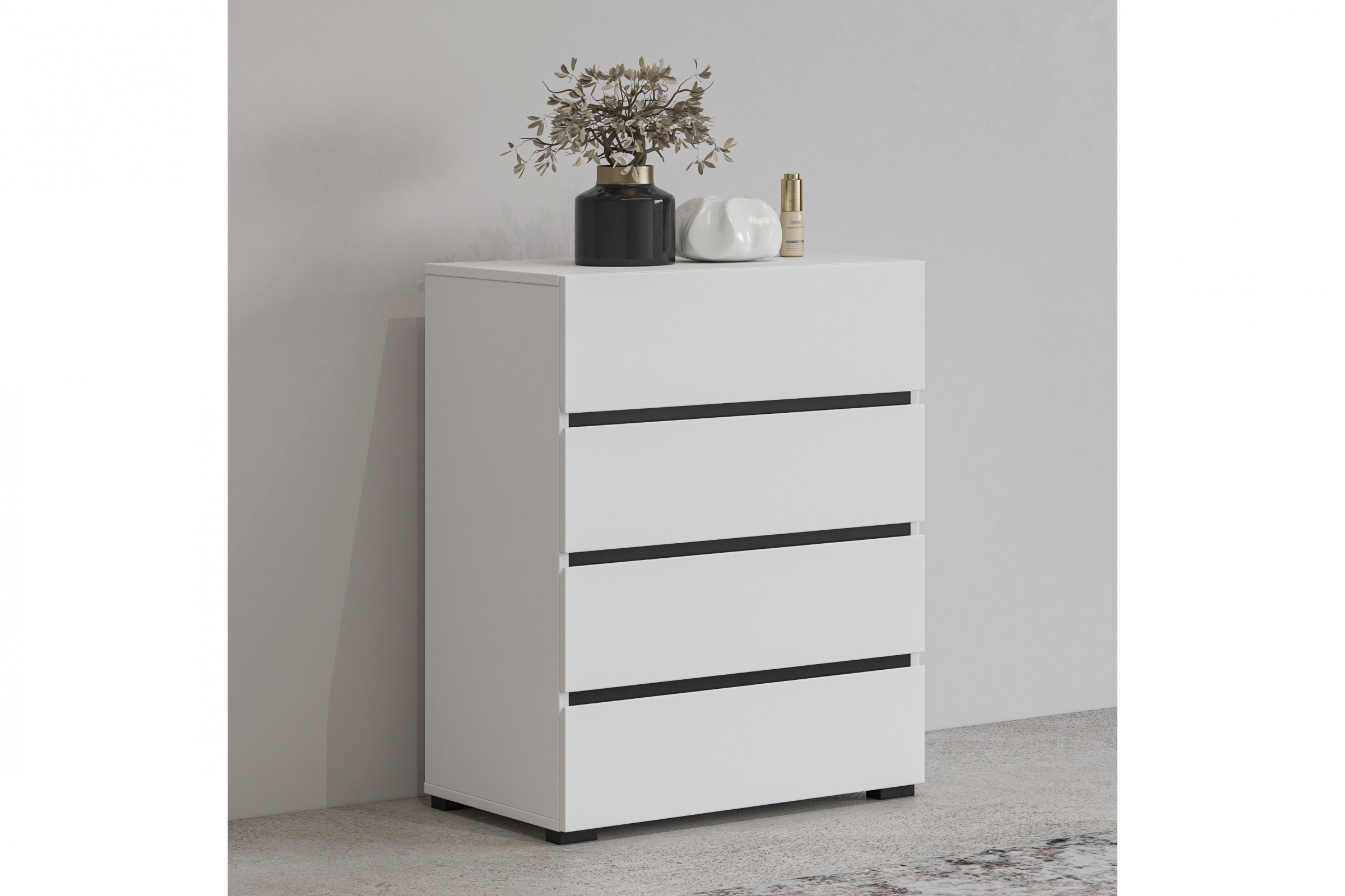 Komoda Cross 60 cm - biela / čierna Komoda so zásuvkami Gramon 60 cm - biela / čierny