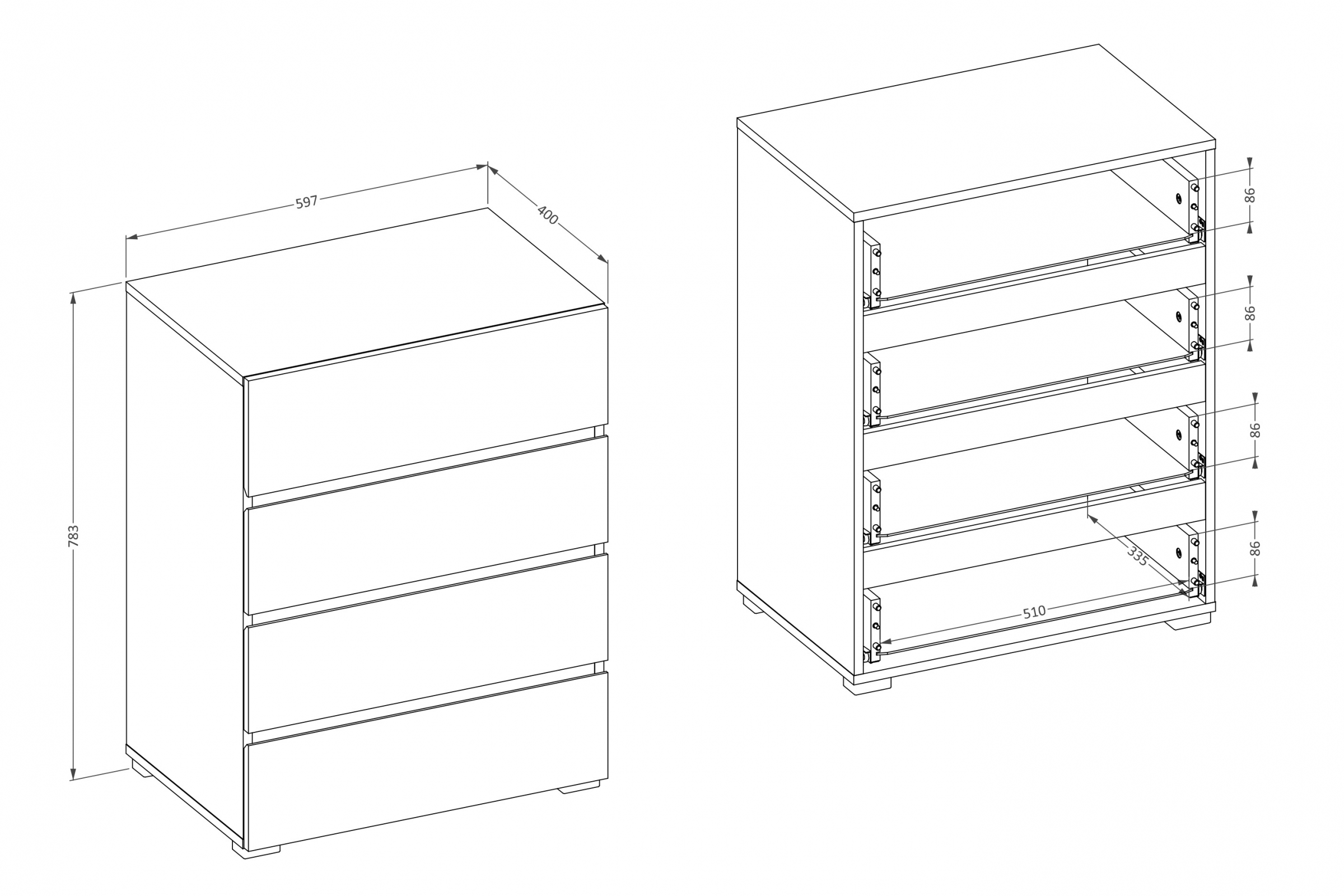 Komoda Cross 60 cm - biela / čierna Komoda so zásuvkami Gramon 60 cm - biela / čierny