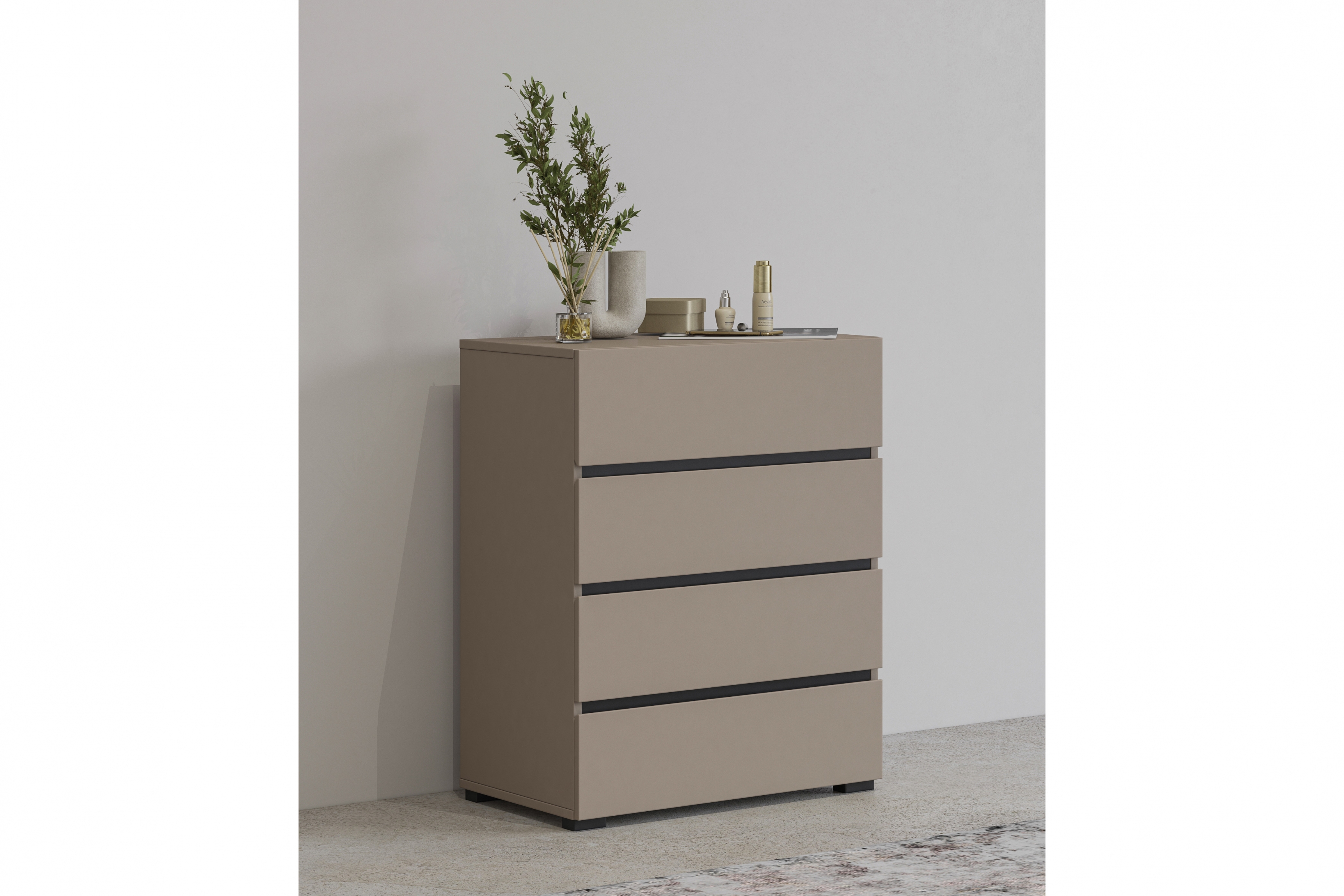 Komoda Cross 60 cm - kašmírová / čierna Komoda so zásuvkami Gramon 60 cm - kašmír / Čierny