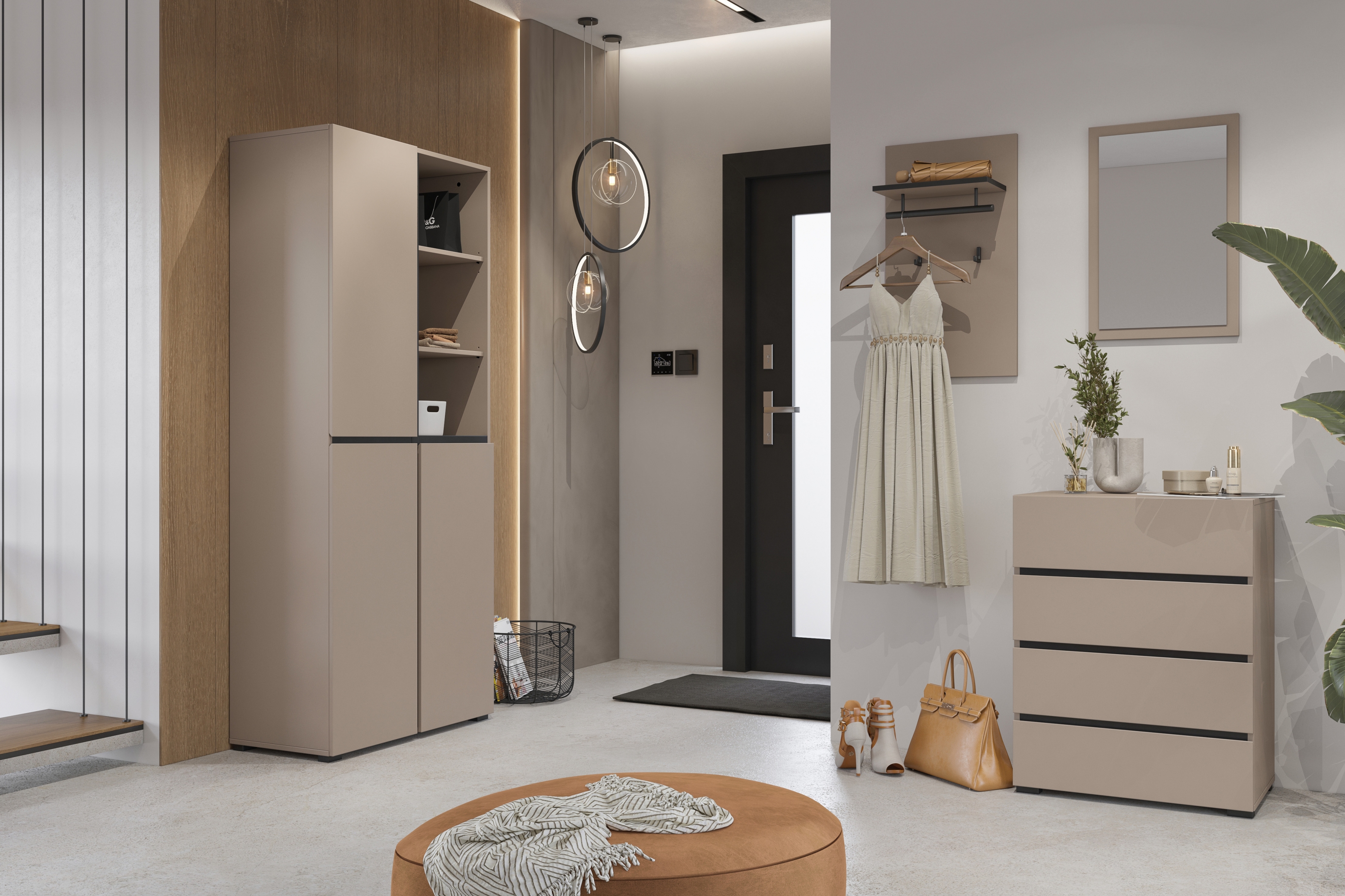 Komoda Cross 60 cm - kašmírová / čierna Komoda so zásuvkami Gramon 60 cm - kašmír / Čierny