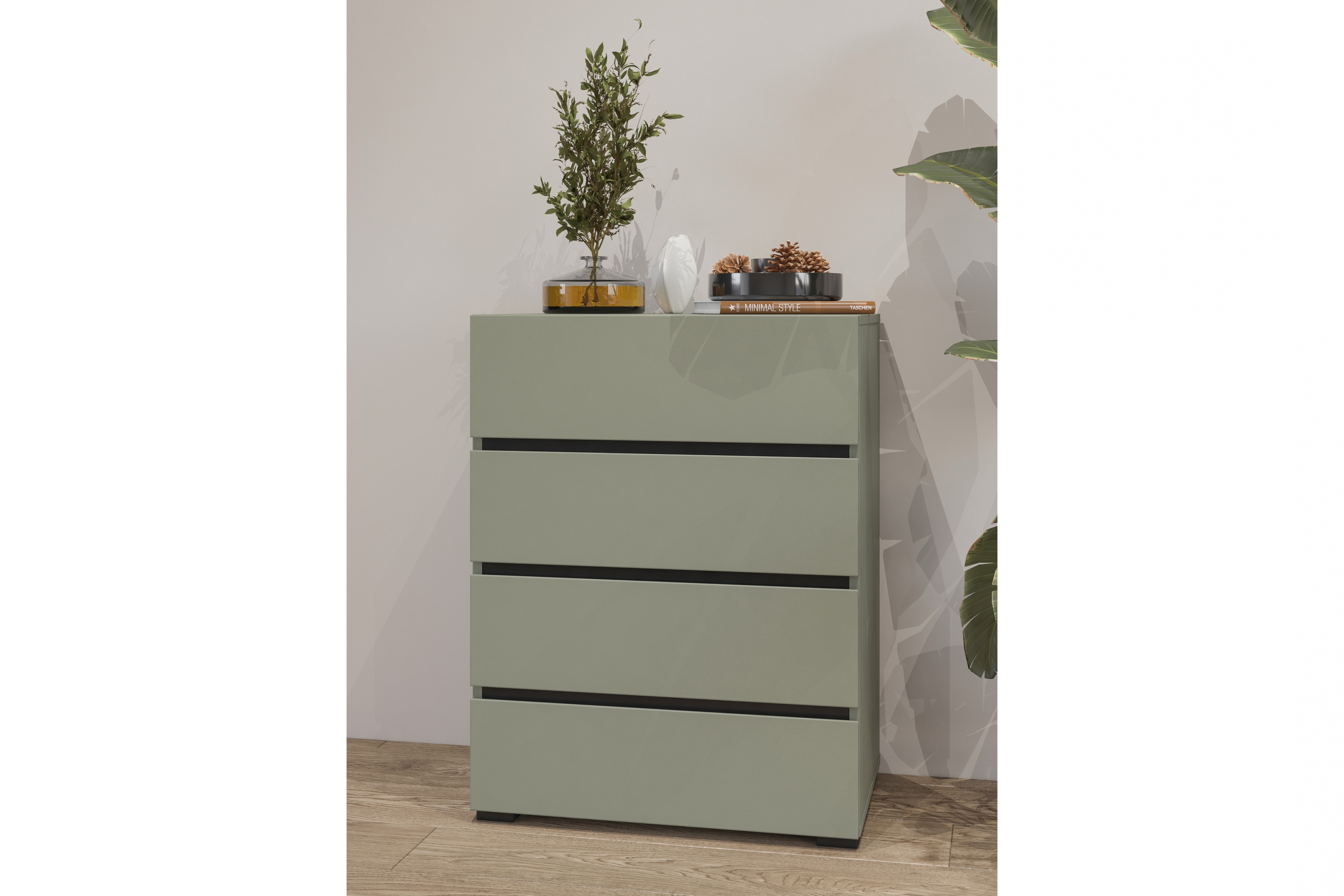 Komoda Cross 60 cm - zelená / čierna Komoda so zásuvkami Gramon 60 cm - Zelený / Čierny