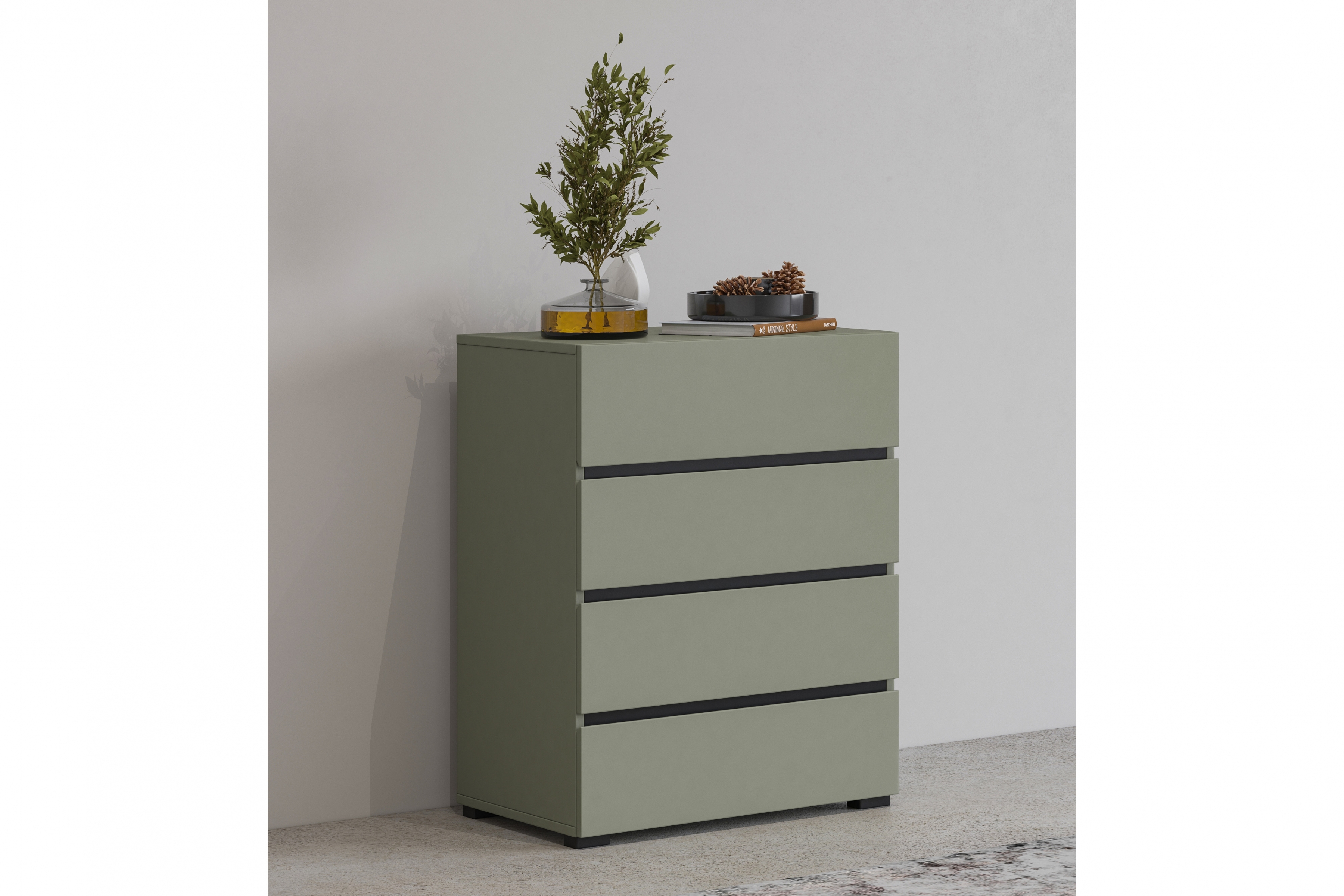 Komoda Cross 60 cm - zelená / čierna Komoda so zásuvkami Gramon 60 cm - Zelený / Čierny