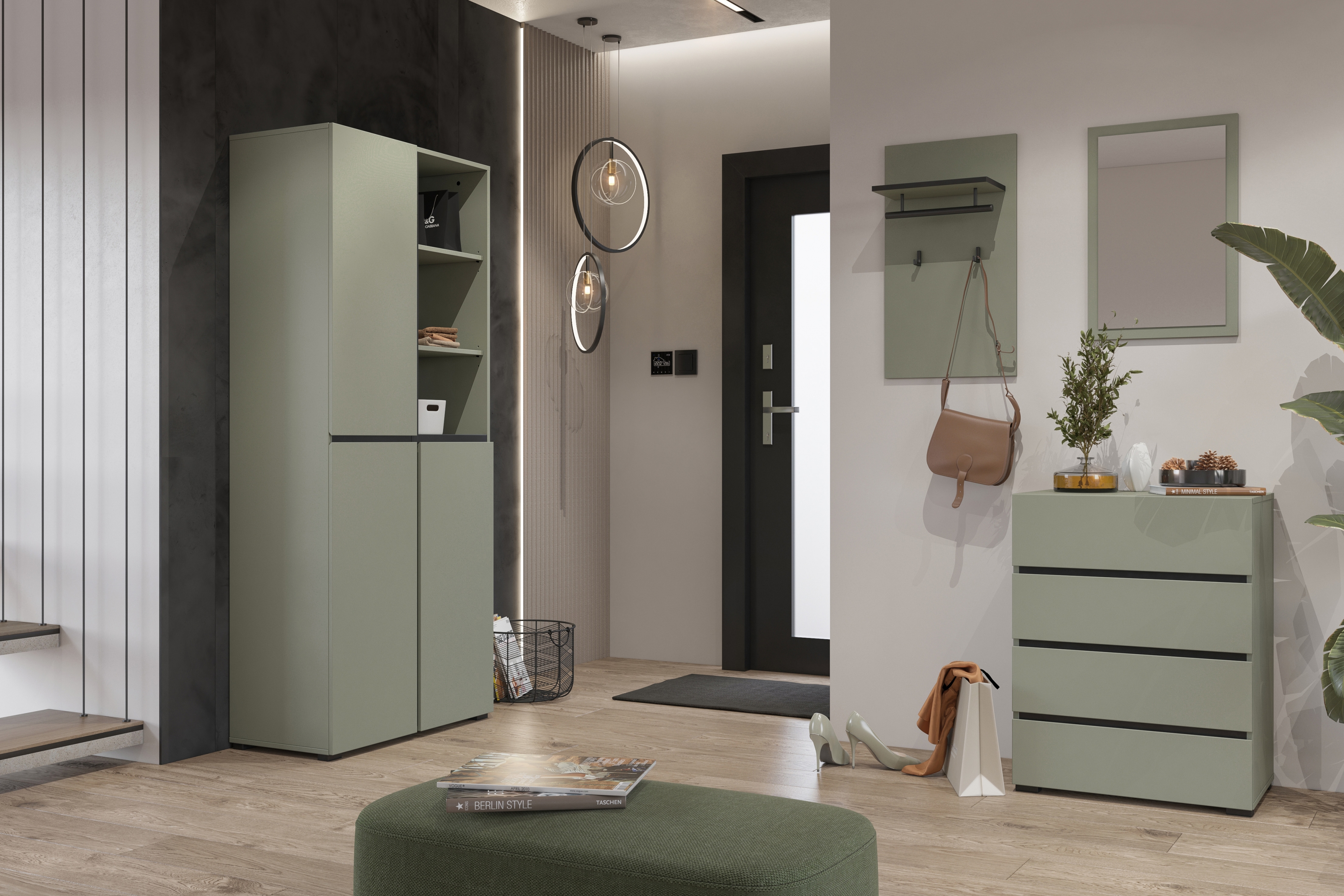 Komoda Cross 60 cm - zelená / čierna Komoda so zásuvkami Gramon 60 cm - Zelený / Čierny