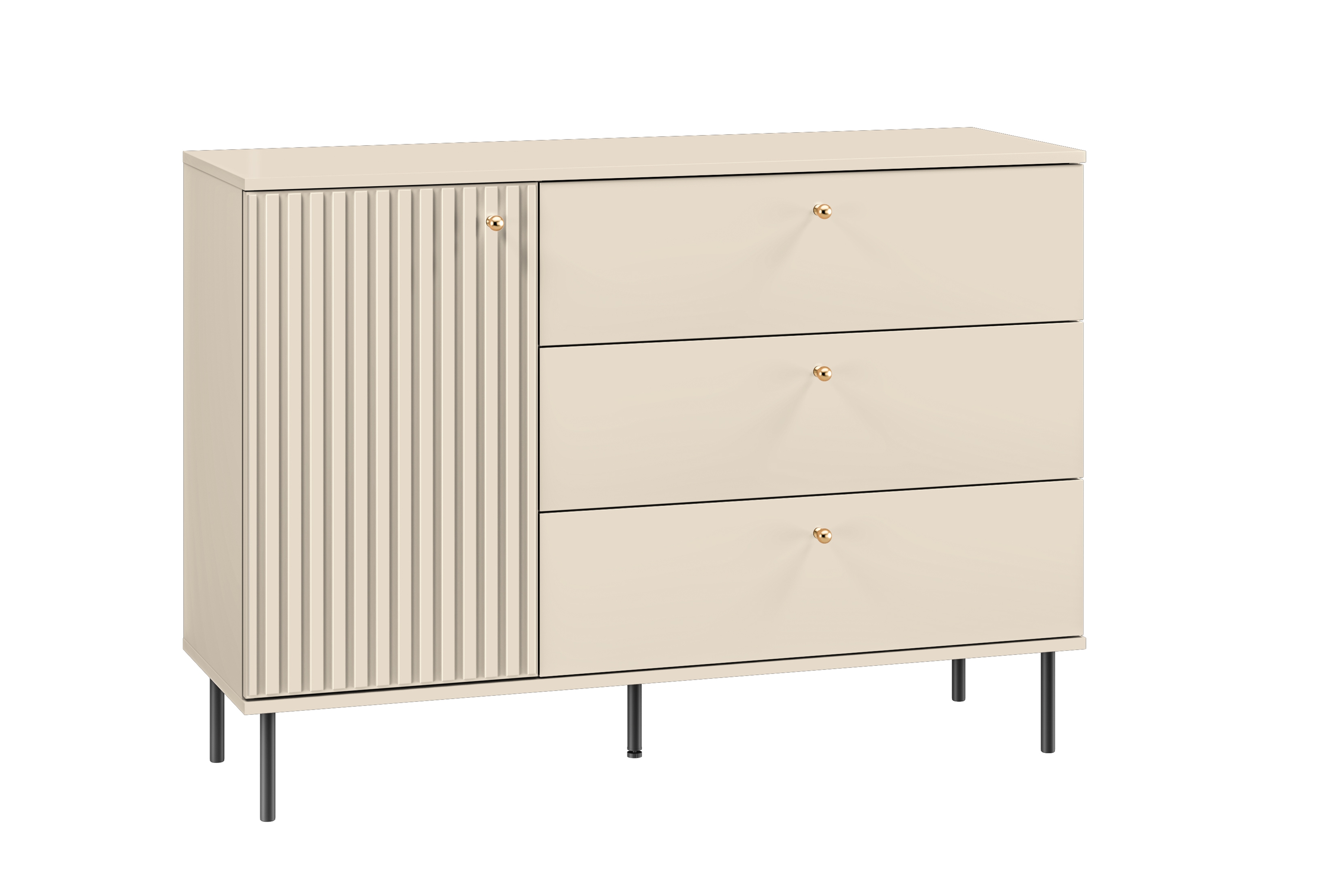 Komoda so zásuvkami Jamuzi 120 cm - kašmír / čierne nožičky Komoda so zásuvkami Jamuzi 05 120 cm - kašmír / čierny nozki