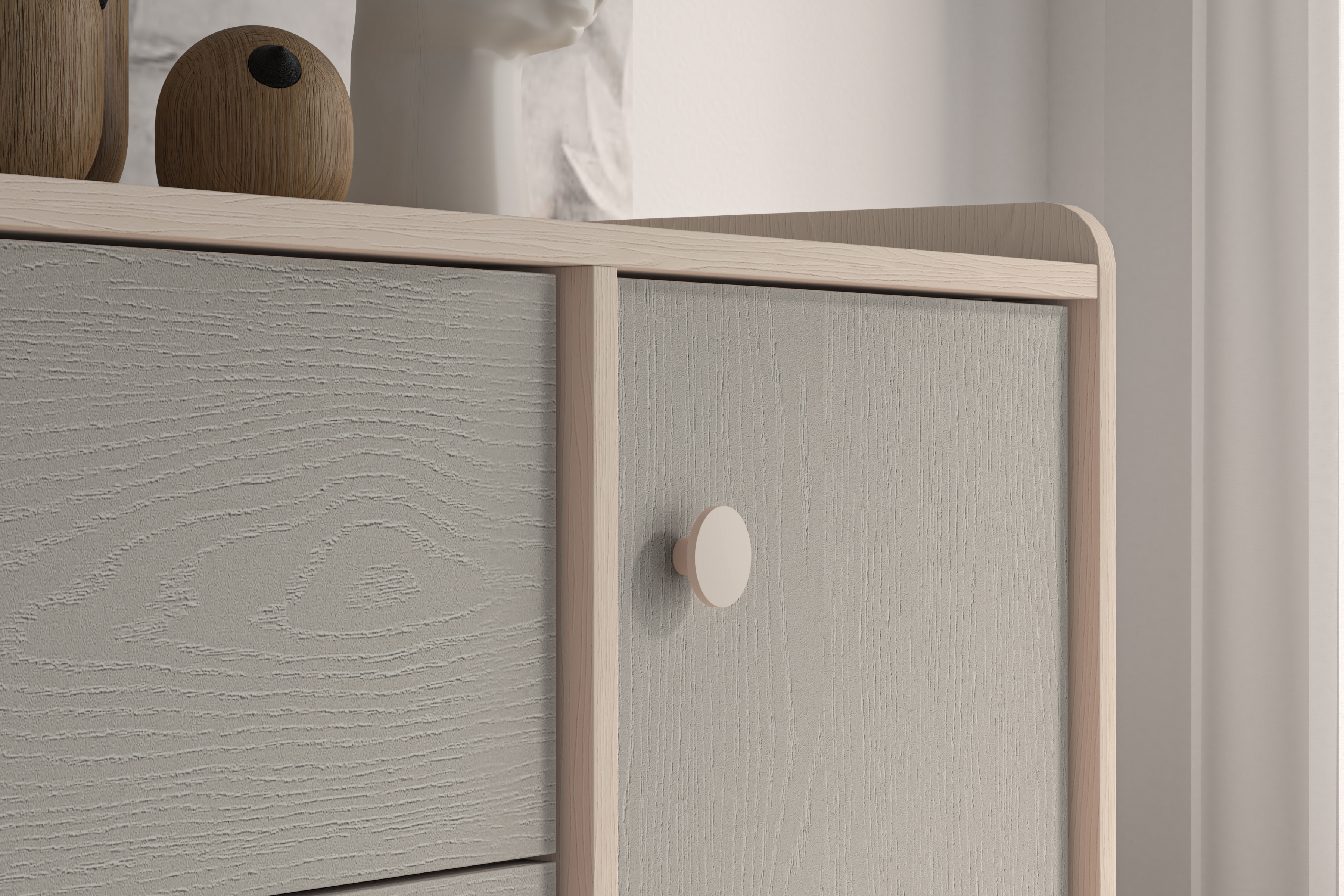 Dětská komoda Marla  se zásuvkami 120 cm - pouštní písek / šedá pallad Komoda se zásuvkami Marla 120 cm - piasek pustyni / šedá pallad