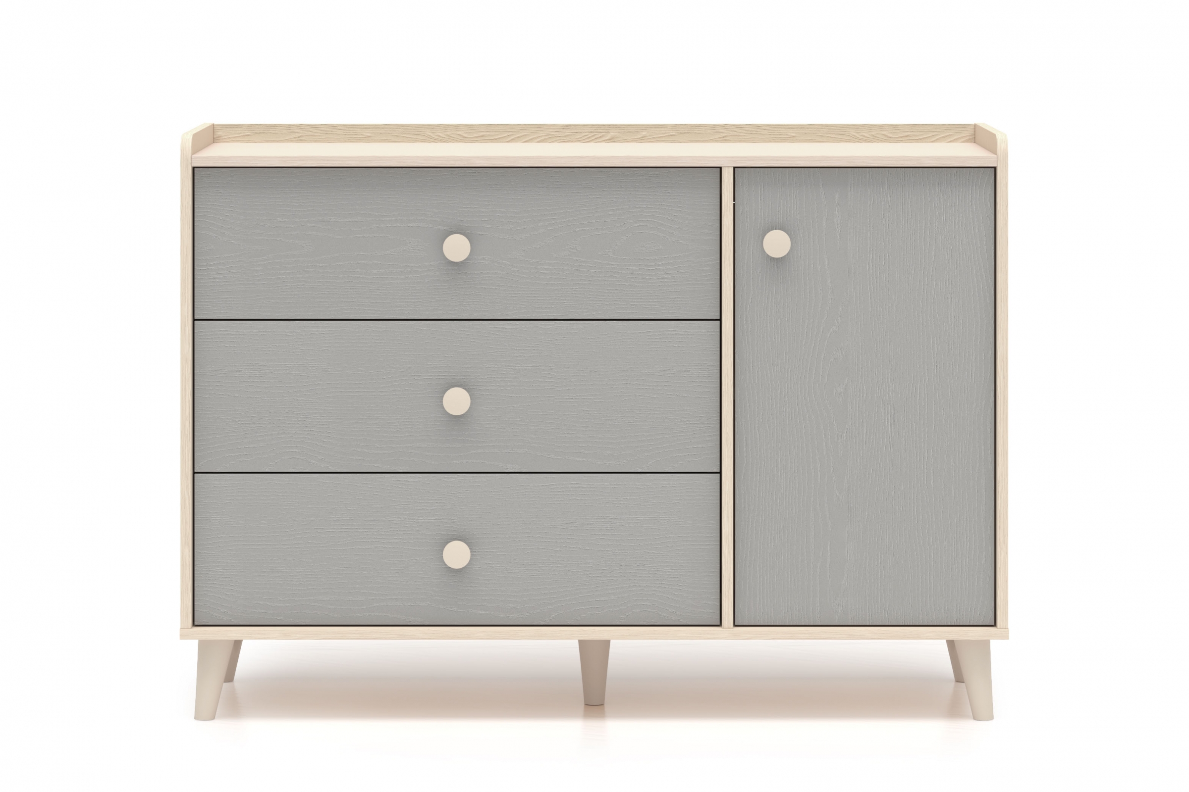 Dětská komoda Marla  se zásuvkami 120 cm - pouštní písek / šedá pallad Komoda se zásuvkami Marla 120 cm - piasek pustyni / šedá pallad