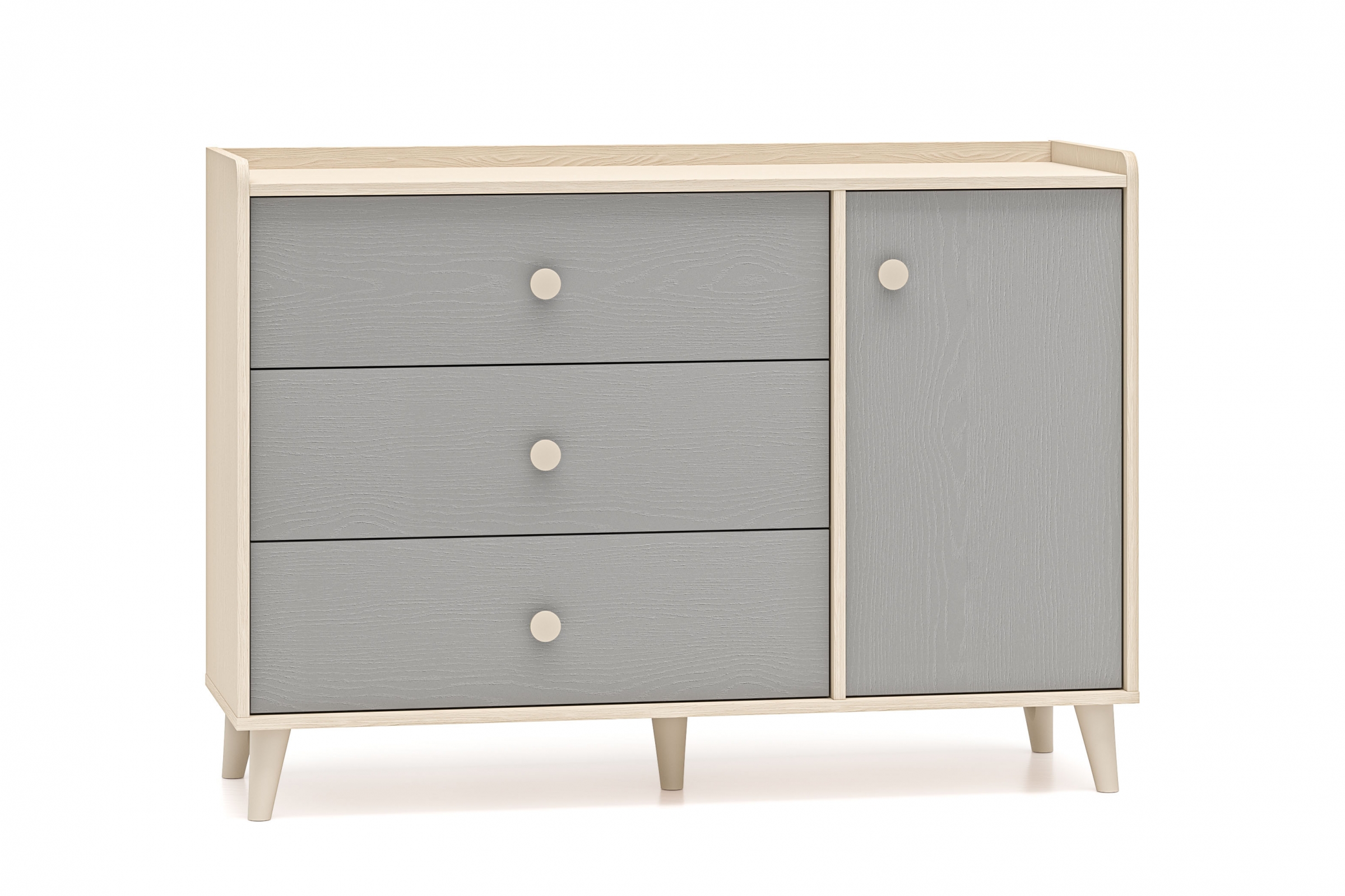 Dětská komoda Marla  se zásuvkami 120 cm - pouštní písek / šedá pallad Komoda se zásuvkami Marla 120 cm - piasek pustyni / šedá pallad
