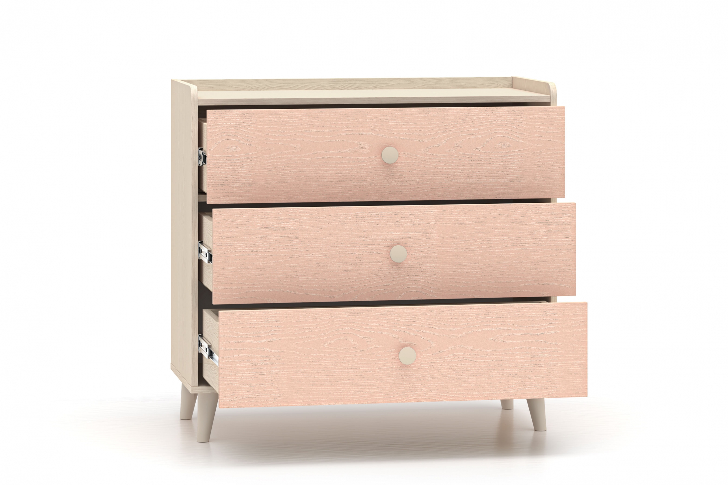 Dětská zásuvková komoda Marla 90 cm - pouštní písek / růžová Komoda se zásuvkami Marla 90 cm - piasek pustyni / millenial pink