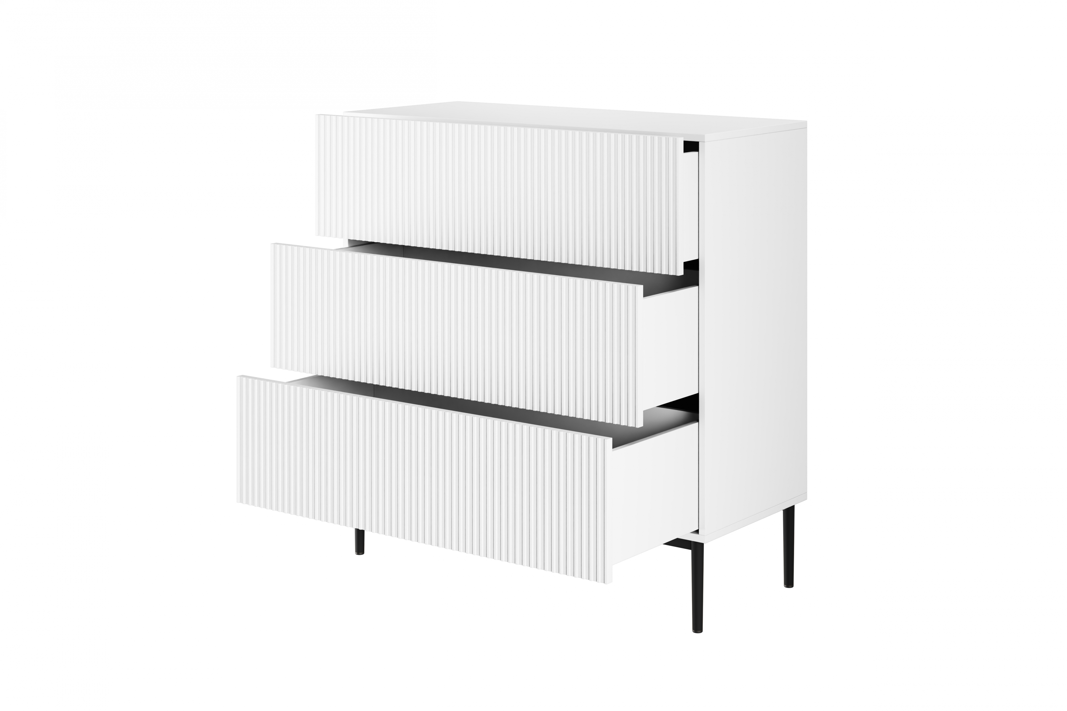 Komoda Nicole 100 cm - biely mat / čierna Komoda so zásuvkami Nicole 100 cm - biely mat / čierny nozki
