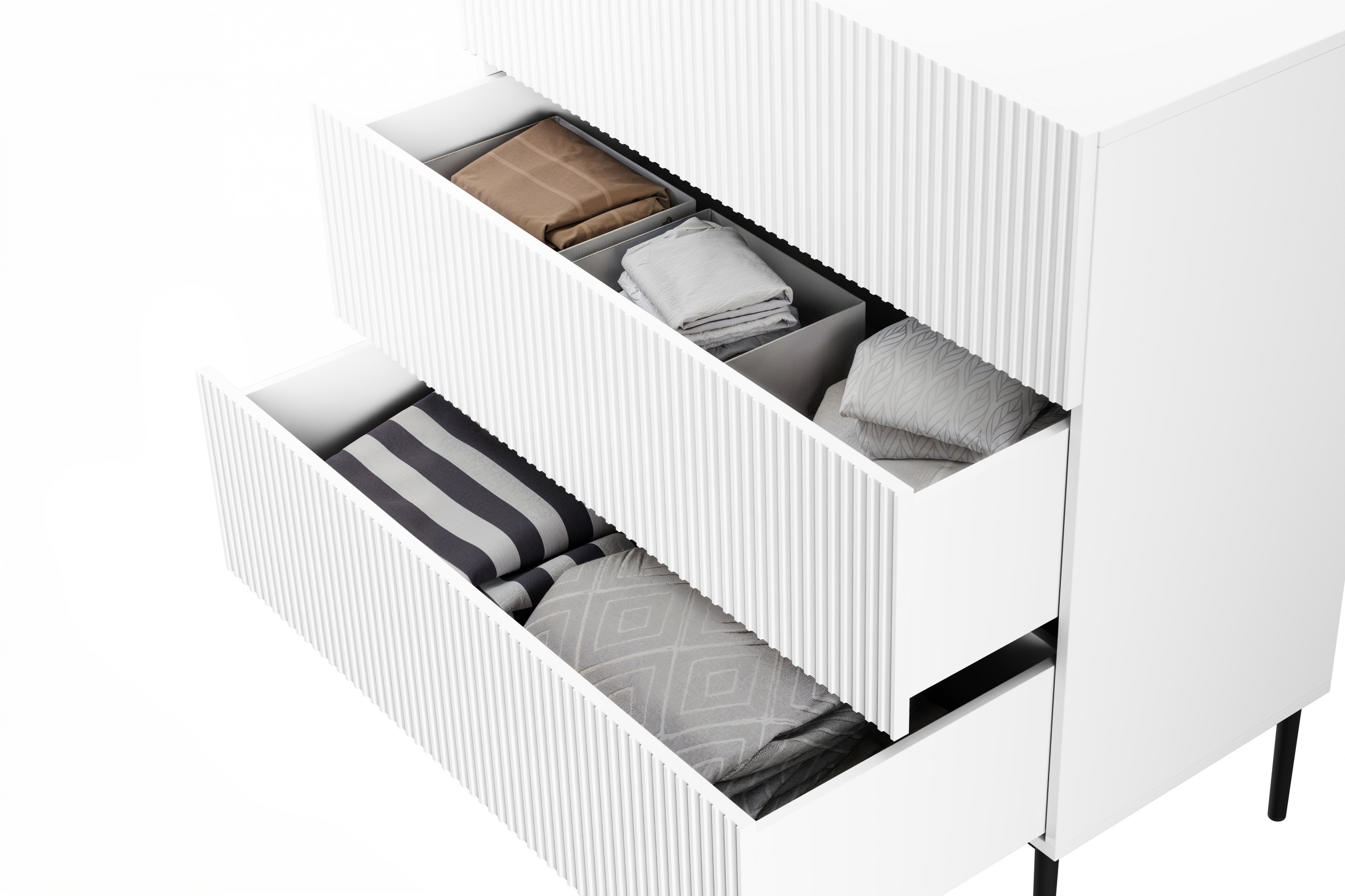 Komoda Nicole 100 cm - biely mat / čierna Komoda so zásuvkami Nicole 100 cm - biely mat / čierny nozki