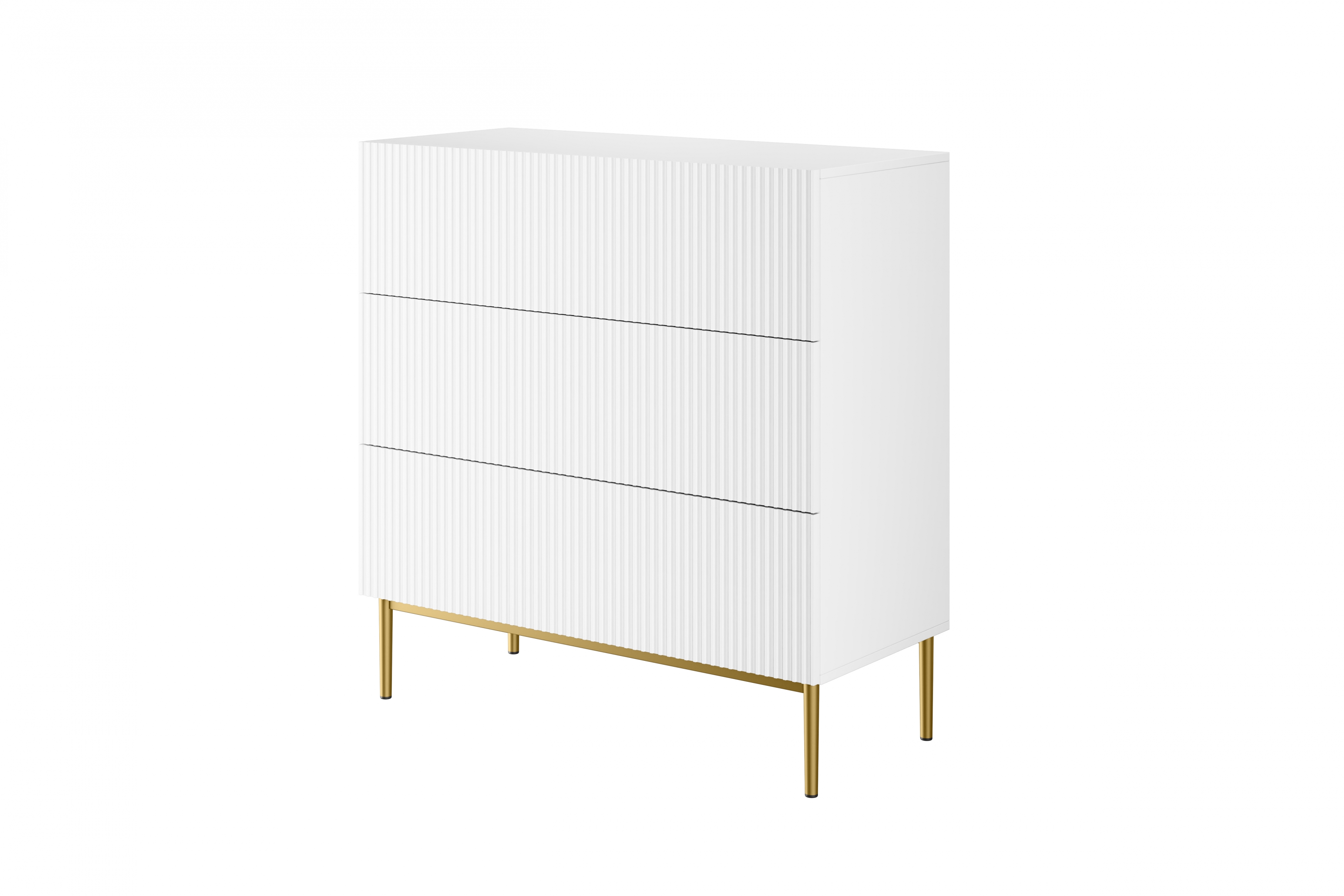 Komoda Nicole 100 cm se zásuvkami - bílý mat / zlaté nožky Komoda se zásuvkami Nicole 100 cm - bílý mat / zlote nozki