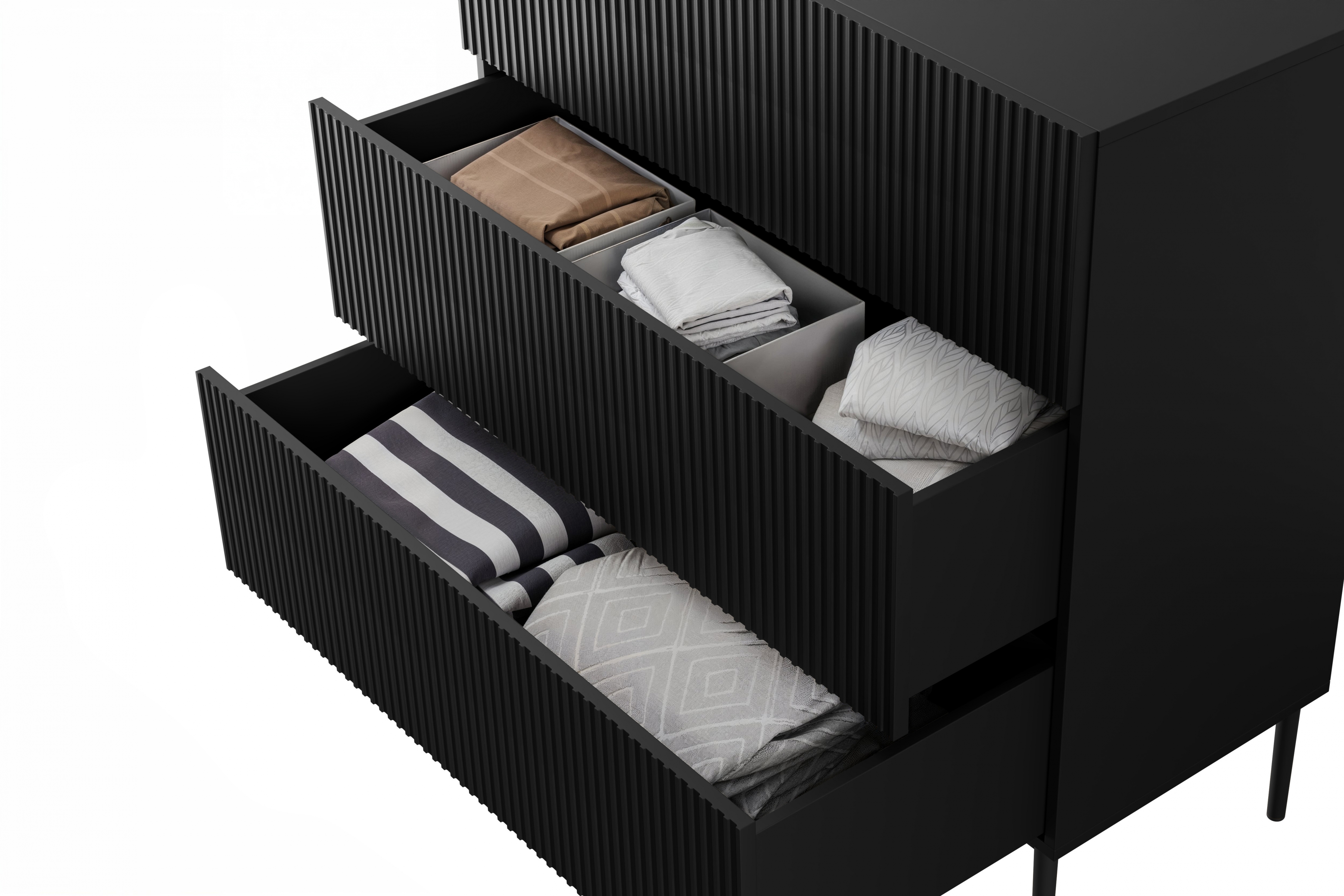 Komoda Nicole 100 cm - čierny mat / čierna Komoda so zásuvkami Nicole 100 cm - Čierny mat / čierny nozki