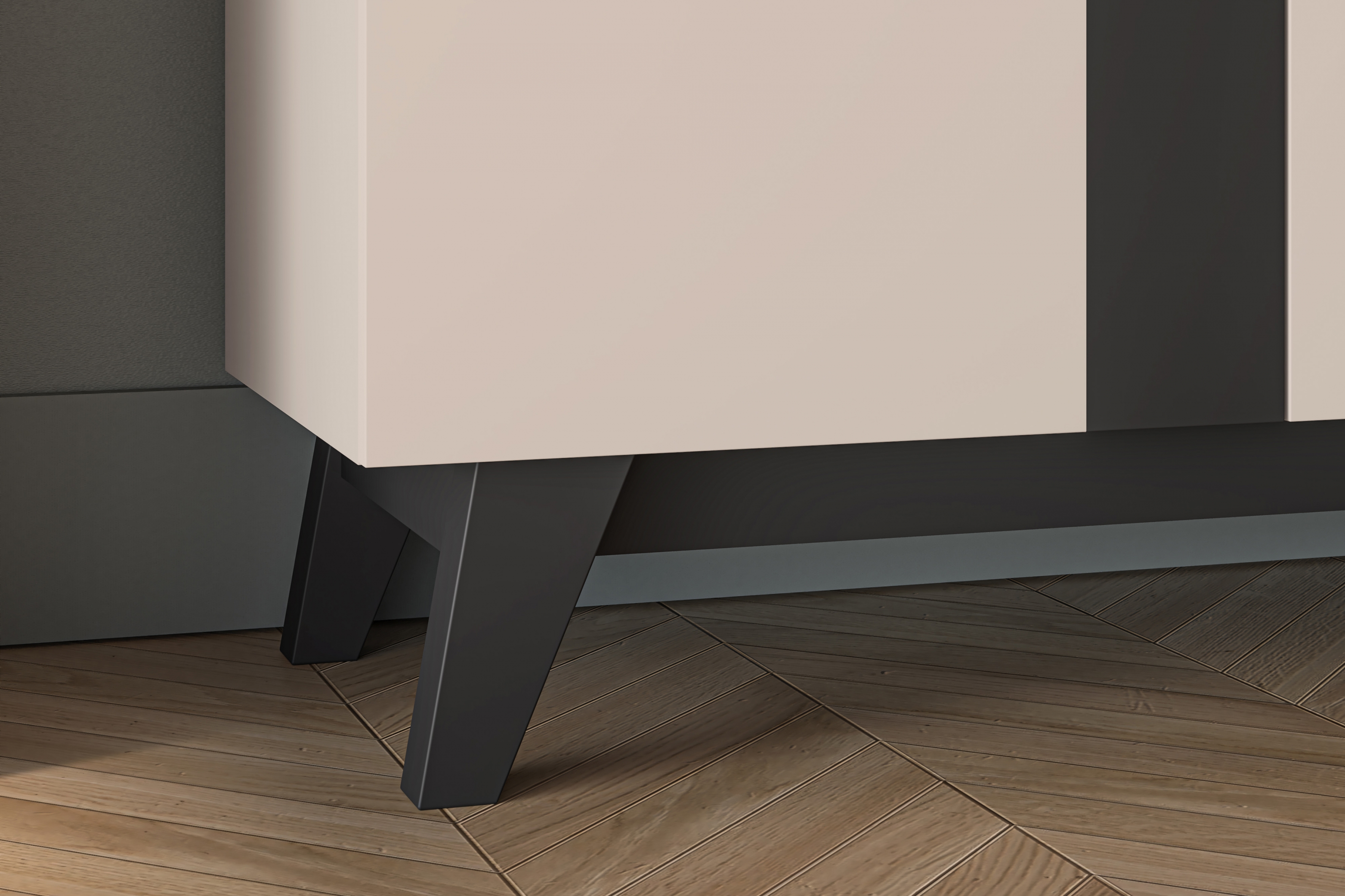 Komoda Salio 160 cm so zásuvkami - kašmírová / čierna Komoda so zásuvkami Salio 160 cm - kašmír / Čierny