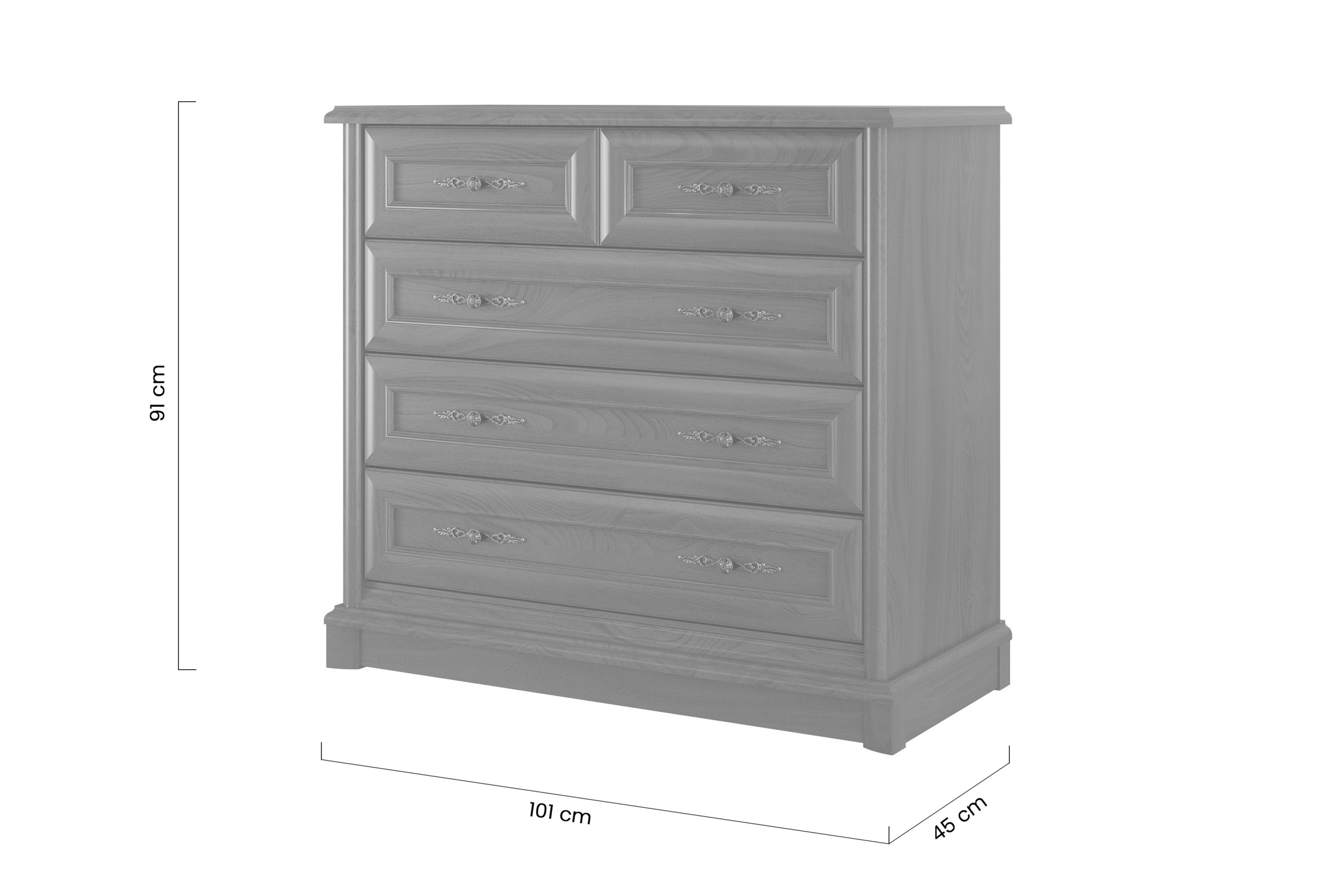 Komoda Sonata 100 cm s pěti zásuvkami - kaštan ušlechtilý Komoda se zásuvkami Sonata 100 cm - kaštan szlachetny