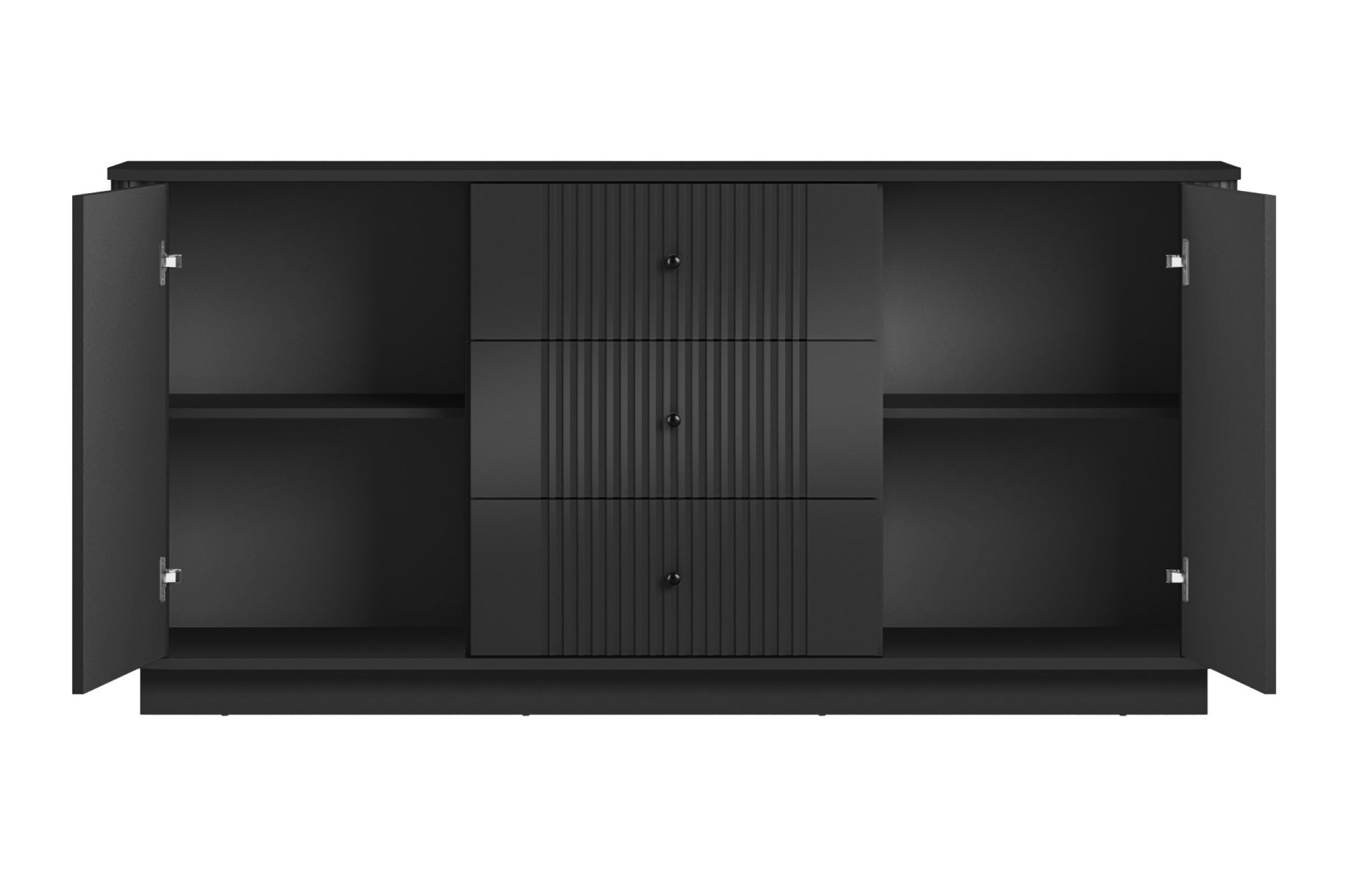 Komoda Vesper 160 cm se zásuvkami - černá / černé úchytky Komoda se zásuvkami Vesper 160 cm - černá / černá Úchytky