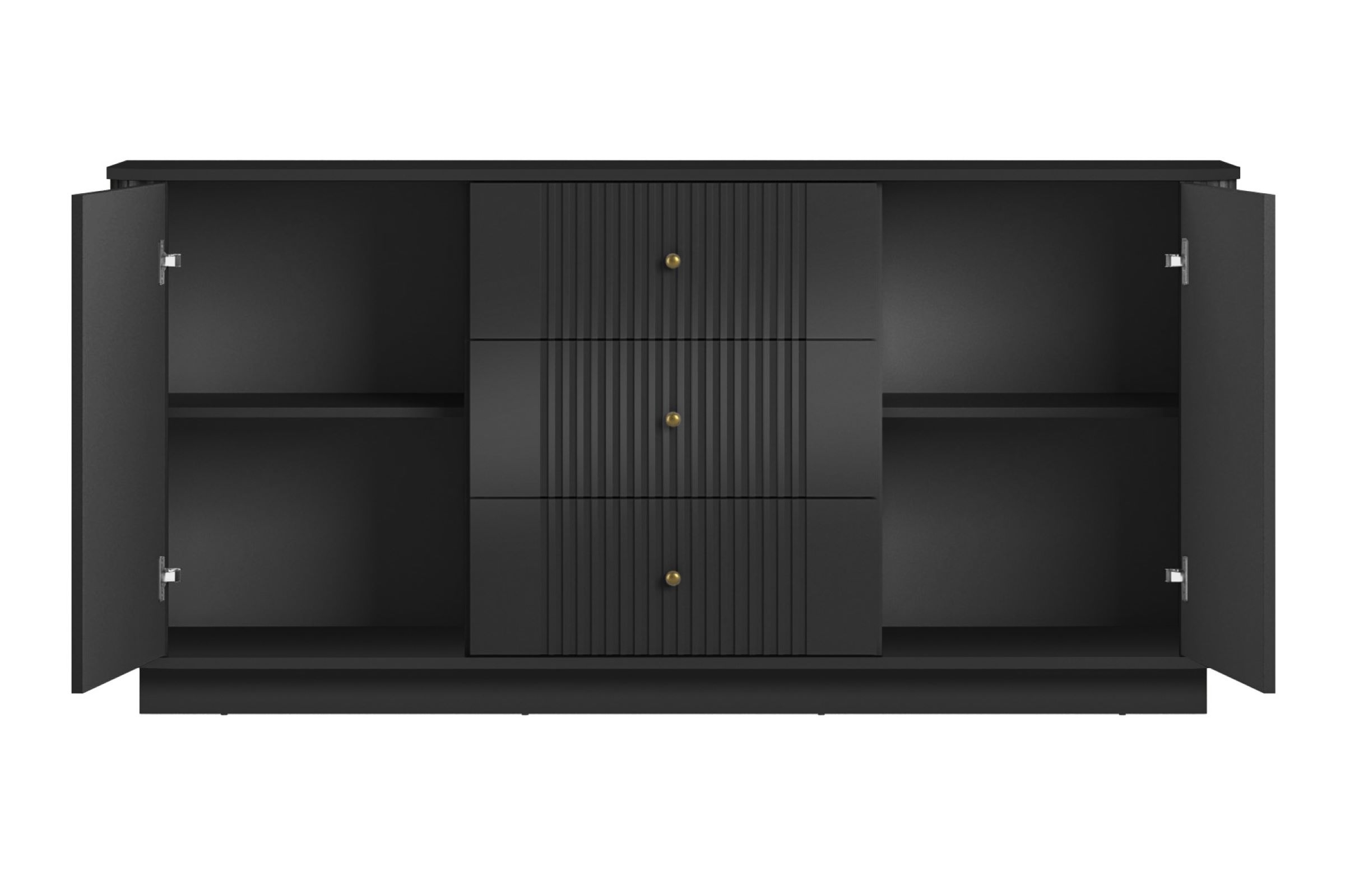 Komoda Vesper 160 cm se zásuvkami - černá / zlaté úchytky Komoda se zásuvkami Vesper 160 cm - černá / zlote Úchytky