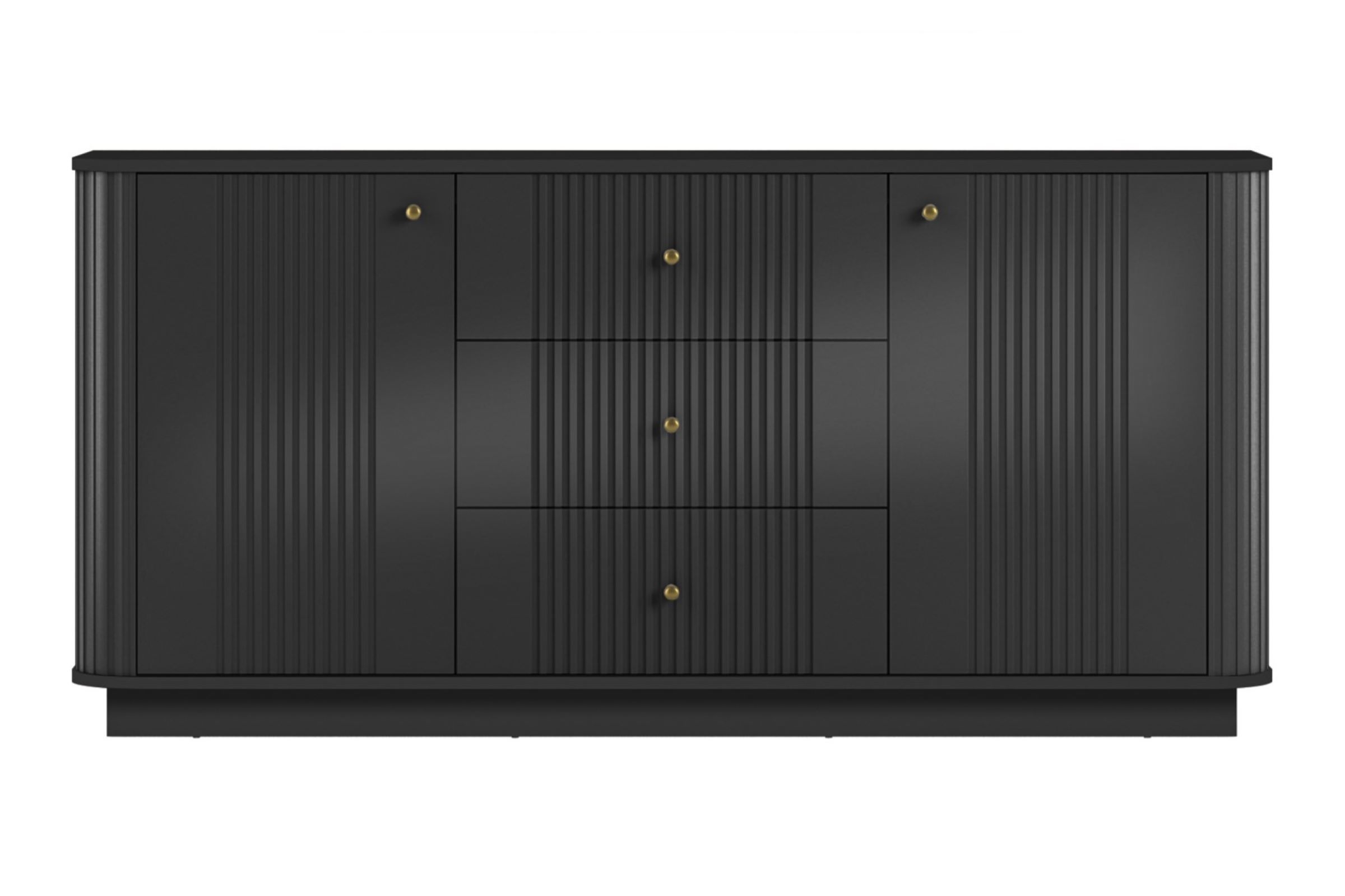 Komoda Vesper 160 cm se zásuvkami - černá / zlaté úchytky Komoda se zásuvkami Vesper 160 cm - černá / zlote Úchytky