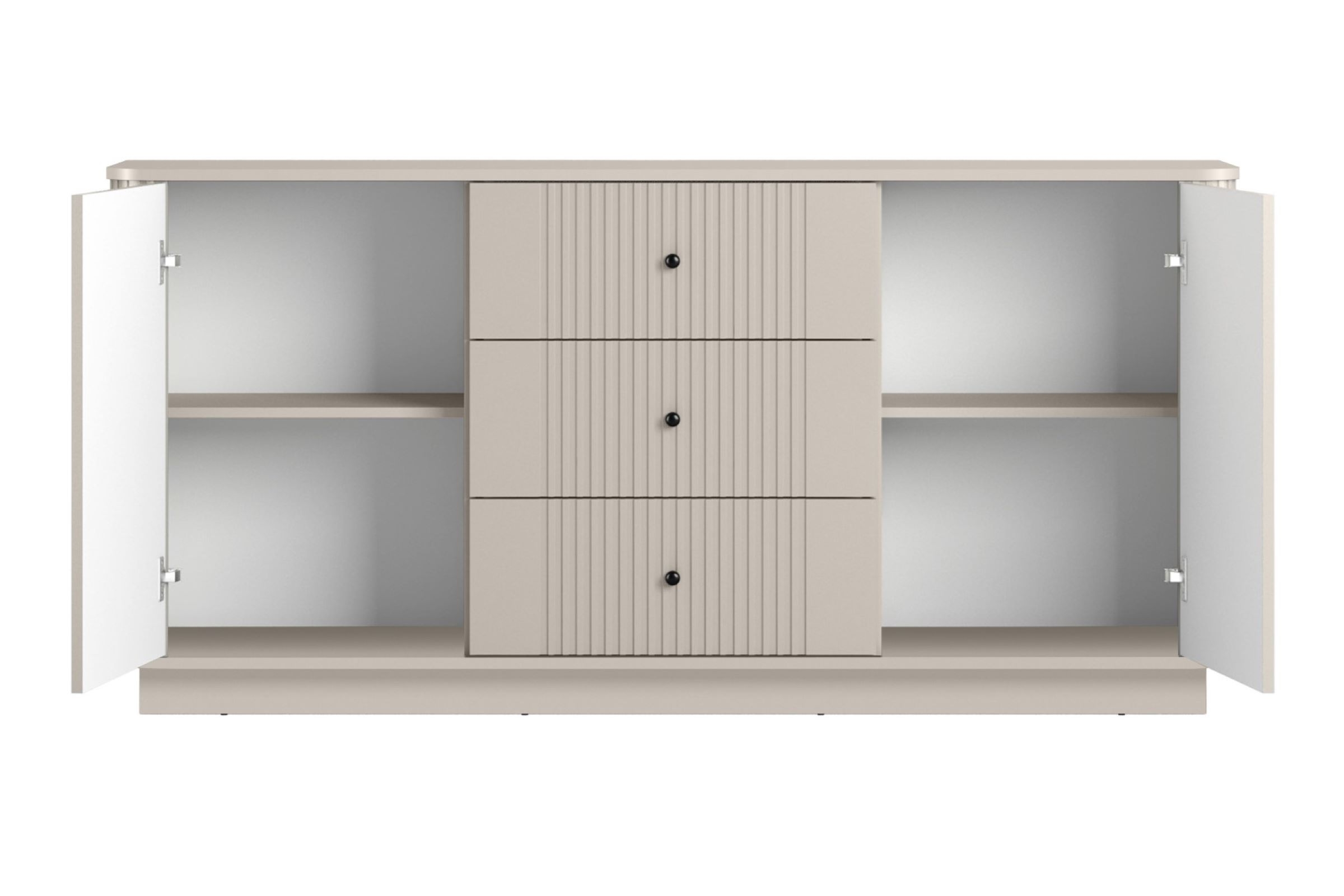 Komoda Vesper 160 cm se zásuvkami - kašmírová / černé úchytky Komoda se zásuvkami Vesper 160 cm - kašmír / černá Úchytky