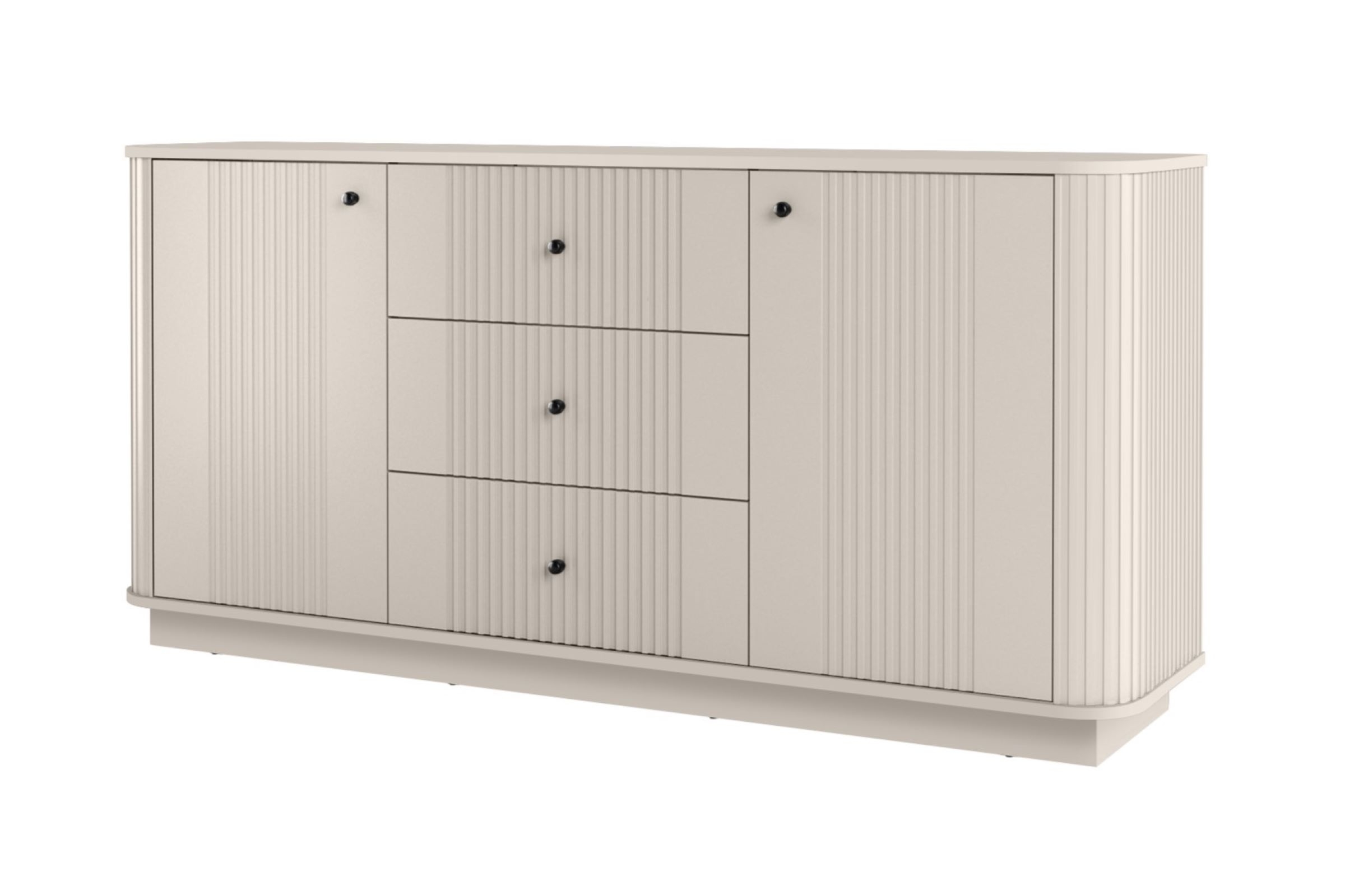 Komoda Vesper 160 cm se zásuvkami - kašmírová / černé úchytky Komoda se zásuvkami Vesper 160 cm - kašmír / černá Úchytky