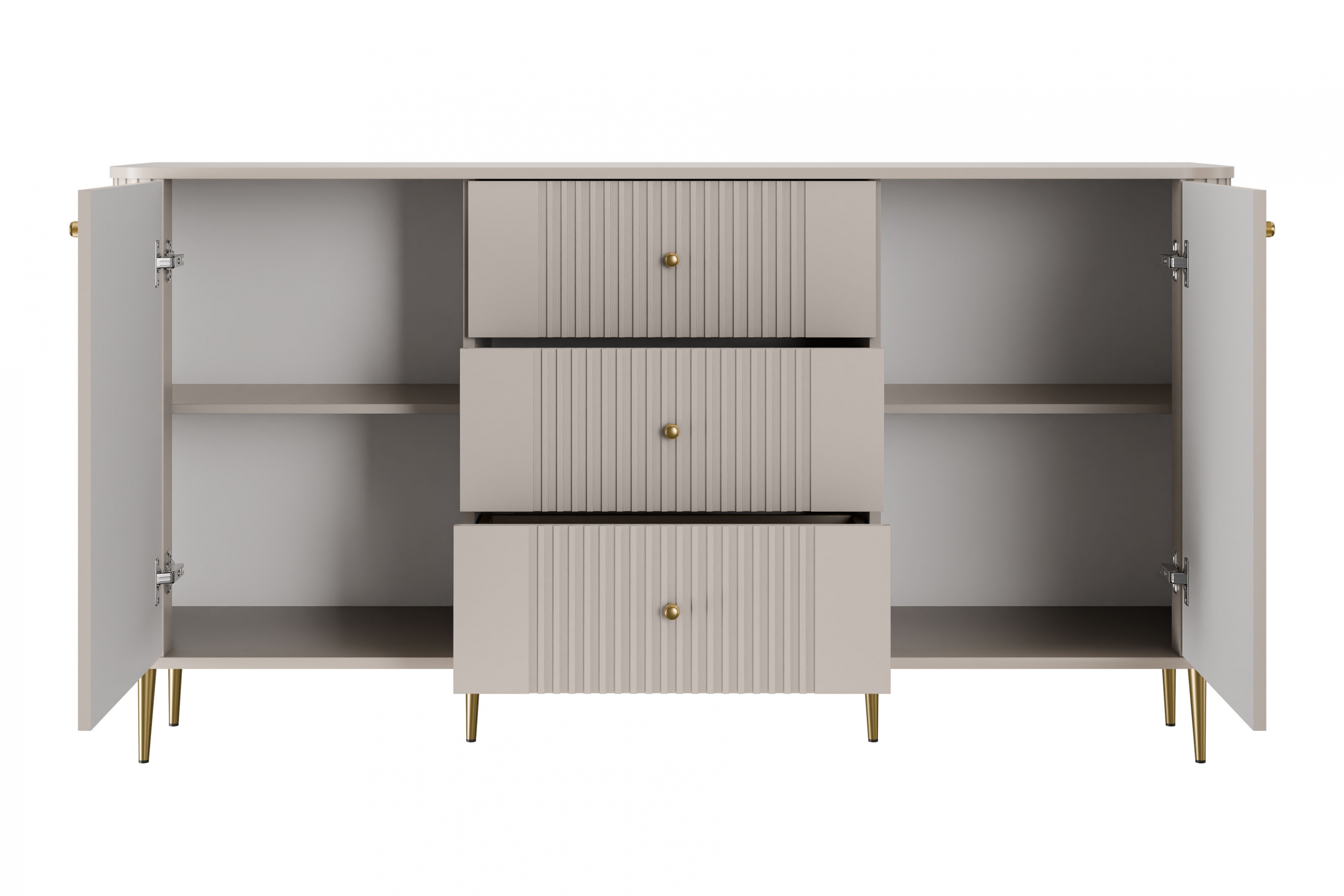 Komoda Vespera 160 cm so zásuvkami - kašmírová / zlaté nožičky Komoda so zásuvkami Vesper 160 cm - kašmír / zlote nožičky