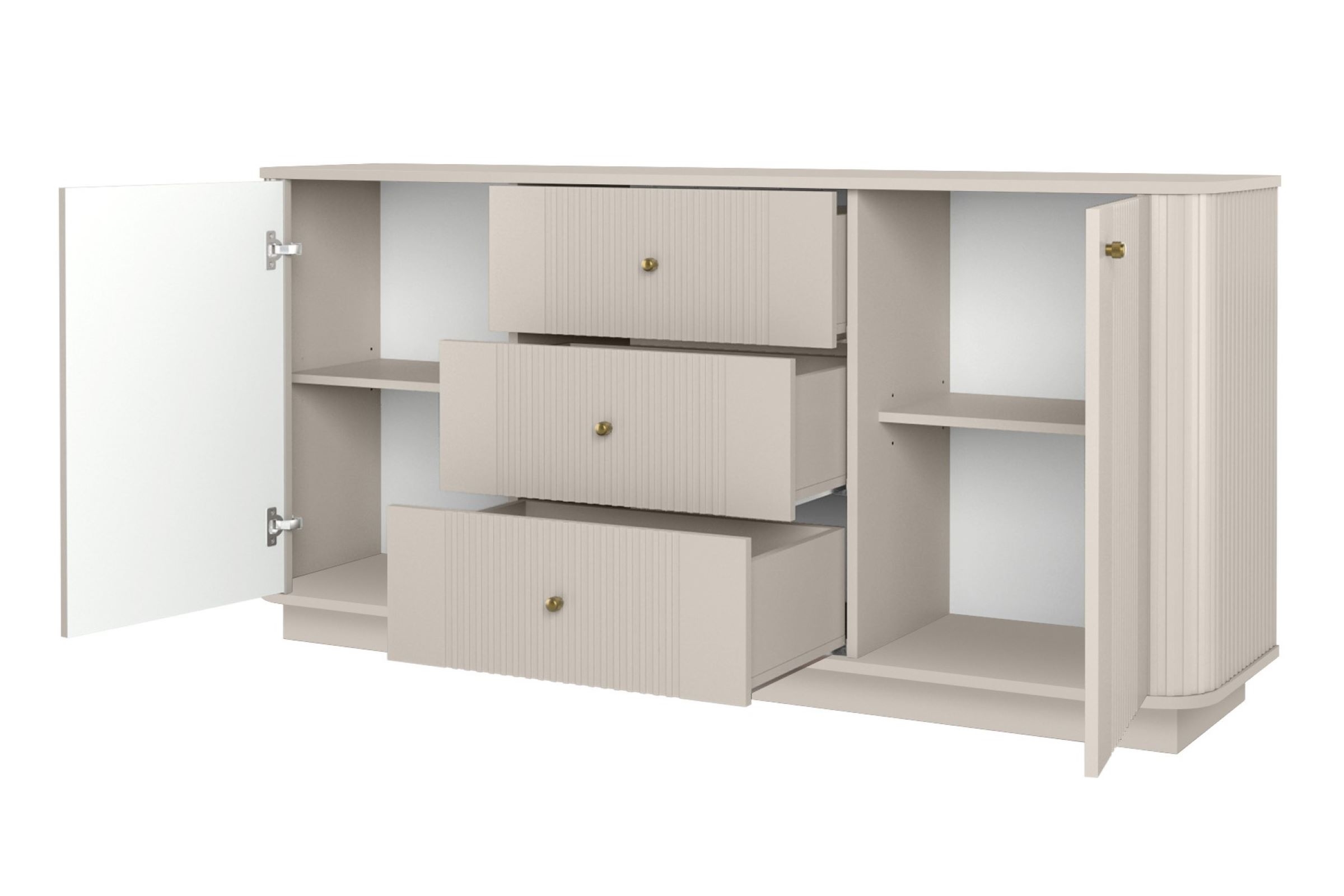 Komoda Vesper 160 cm se zásuvkami - kašmírová / zlaté úchytky Komoda se zásuvkami Vesper 160 cm - kašmír / zlote Úchytky