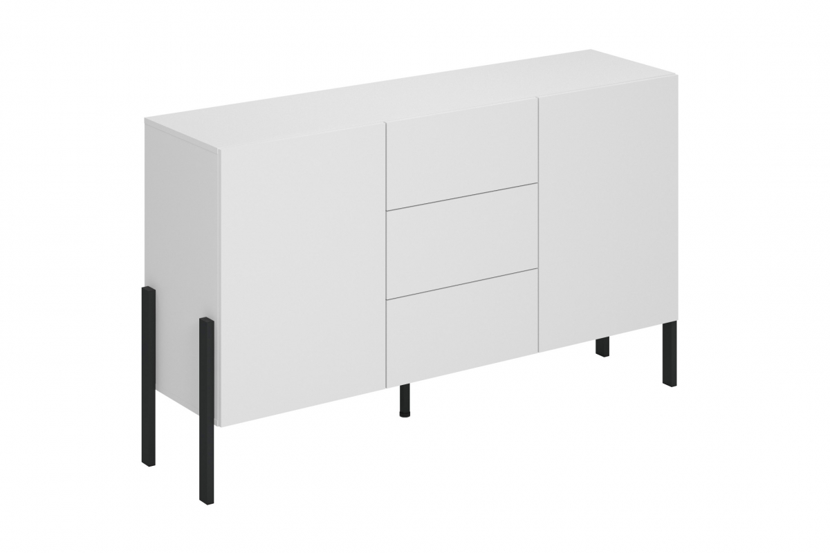 Komoda so zásuvkami Jukon 154 cm - biely supermat / čierne nožičky Komoda so zásuvkami Wezilo 154 cm - Biely supermat / čierny nožičky