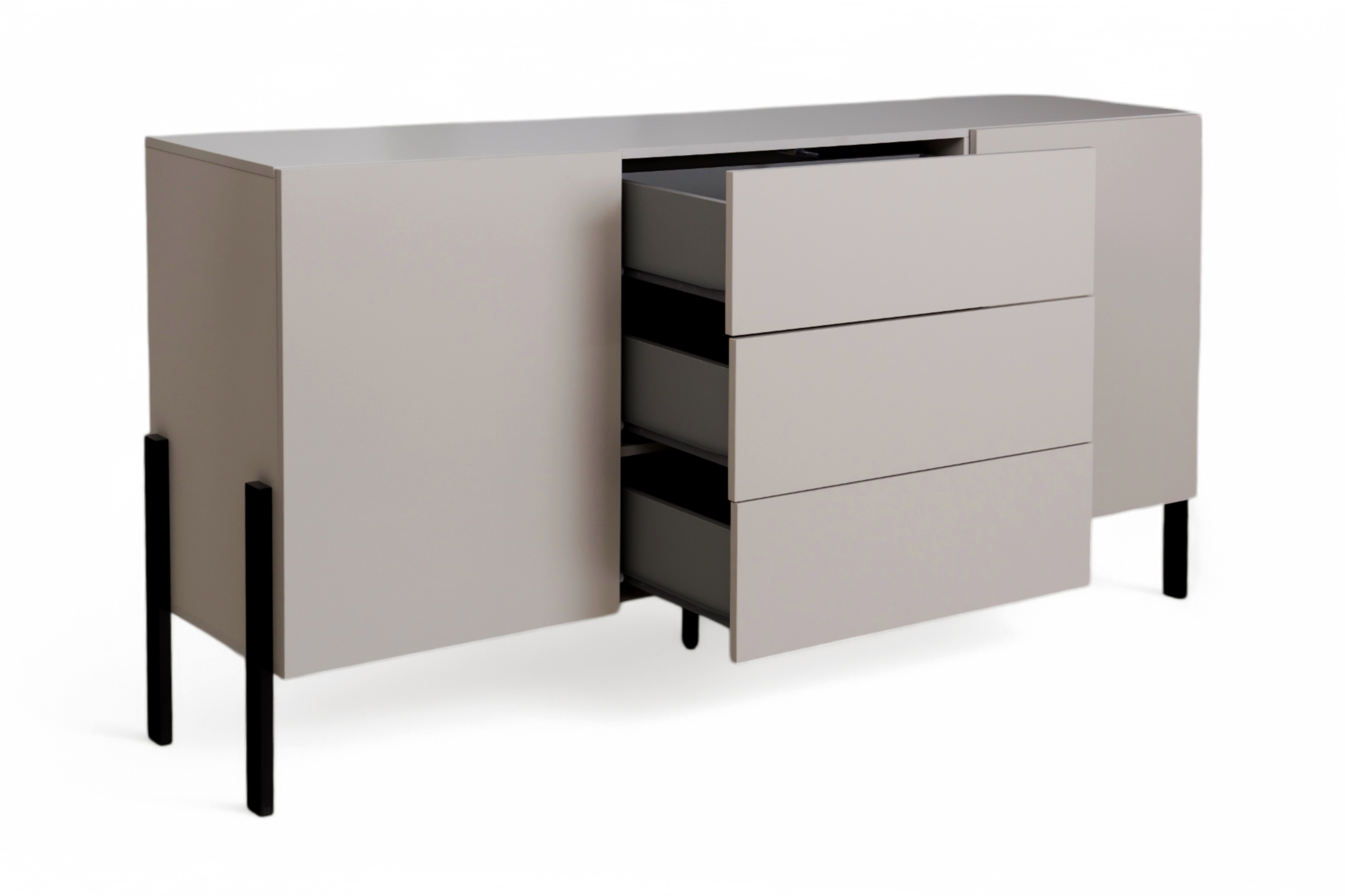 Komoda Jukon 184 cm se zásuvkami - kašmír / černé nohy Komoda se zásuvkami Wezilo 184 cm - kašmír / černé nožičky