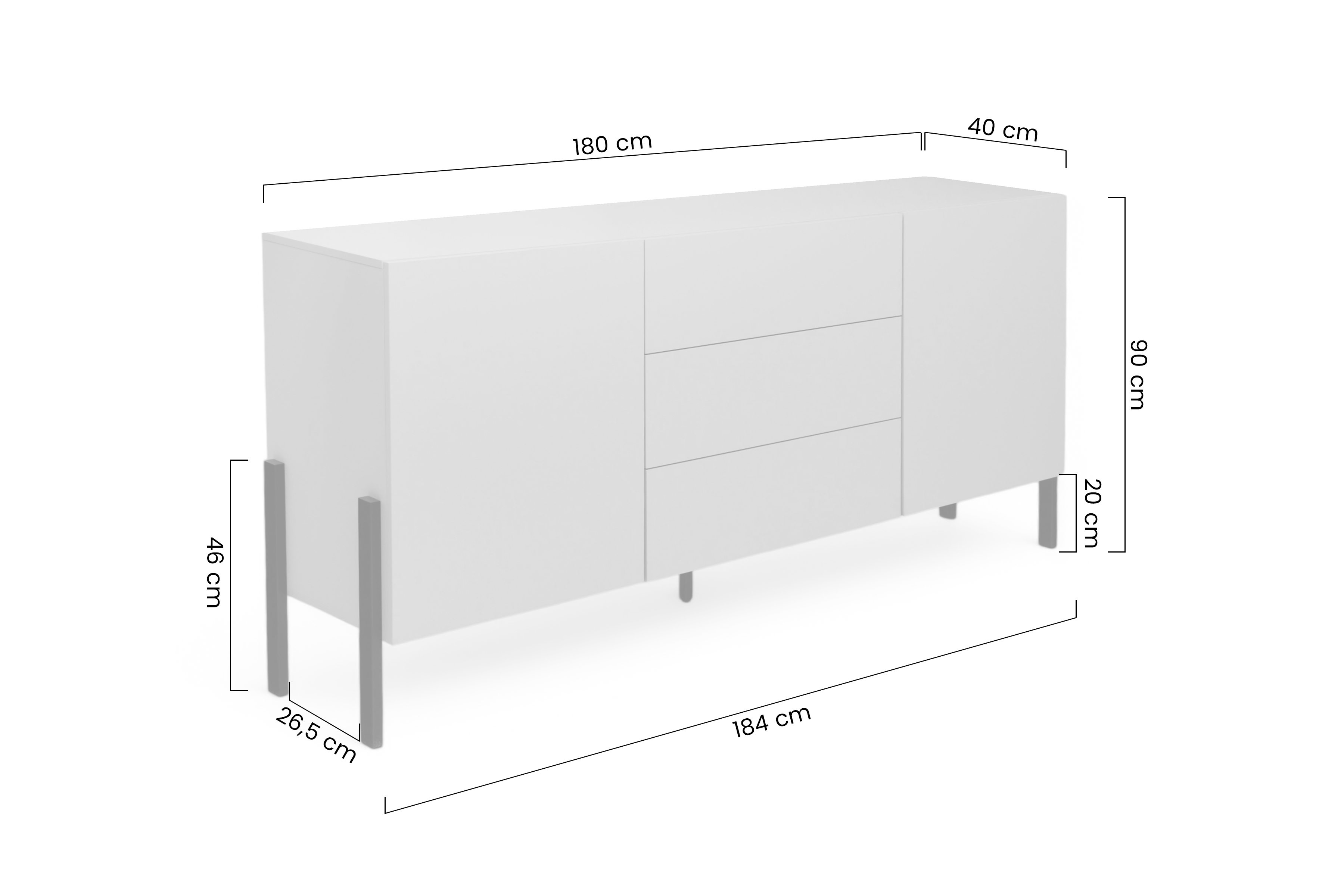 Komoda Jukon 184 cm se zásuvkami - kašmír / černé nohy Komoda se zásuvkami Wezilo 184 cm - kašmír / černé nožičky