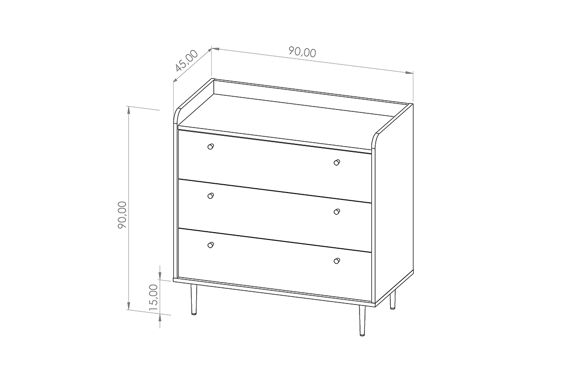 Komoda Kastelio s 3 zásuvky - brandy castello Komoda z galkami