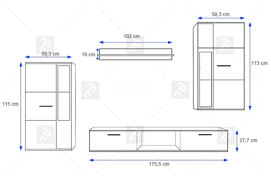 Sestava nábytku do obývacího pokoje Kaja - bílá mat moderní Nábytek 