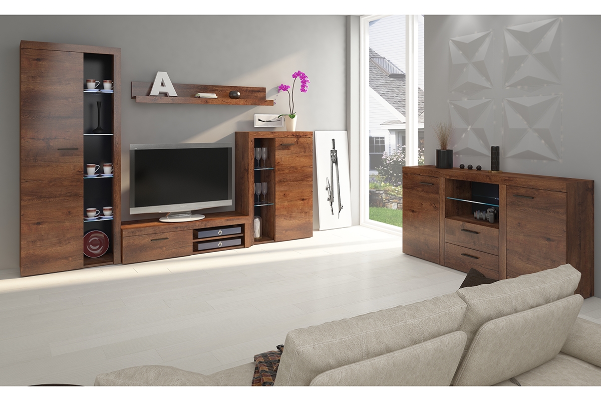 Sestava nábytku Luiza - dub lefkas Komplet Rumba - Dub Lefkas