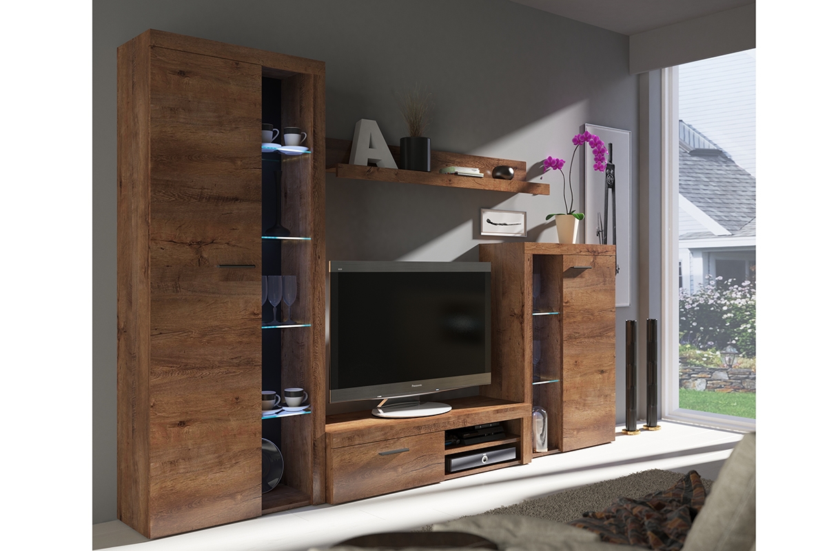 Sestava nábytku Luiza - dub lefkas Obývací stěna Rumba 