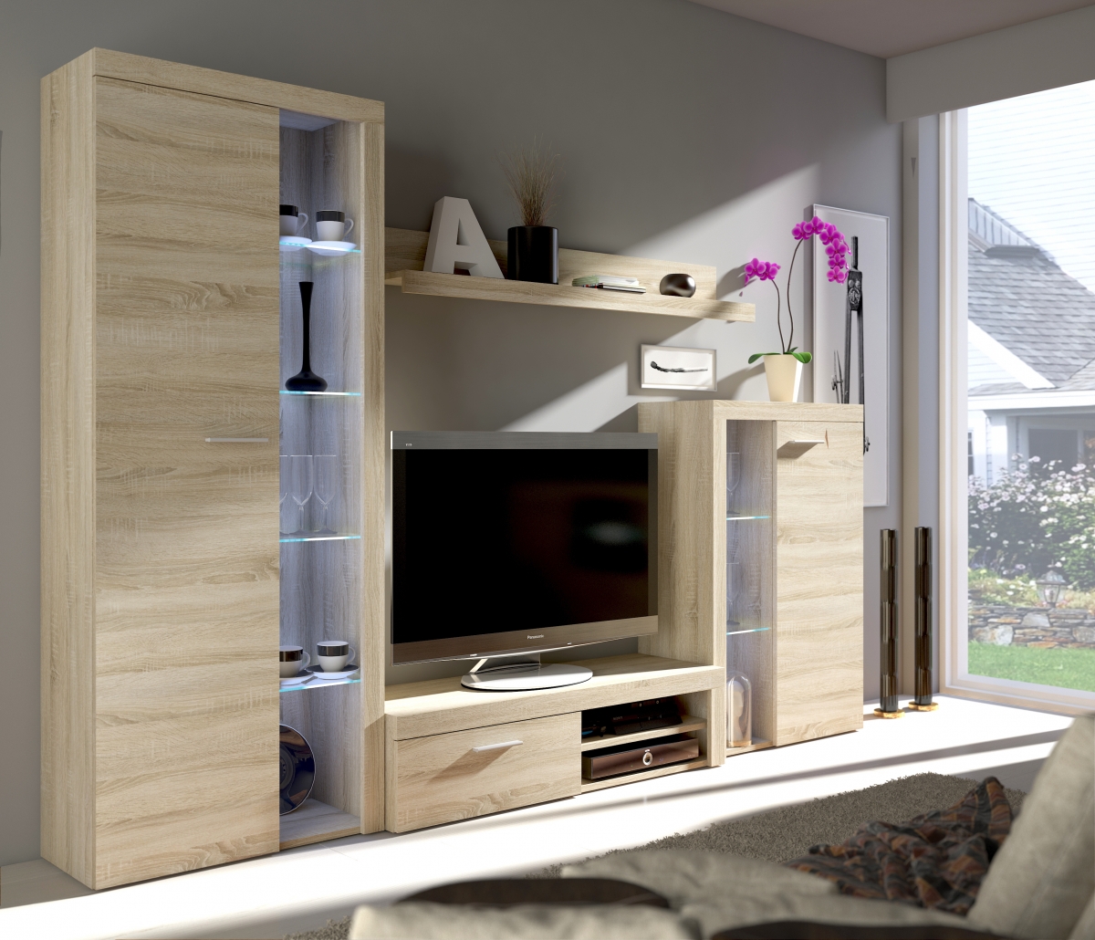 Sestava nábytku Luiza - dub sonoma Obývací stěna Rumba 