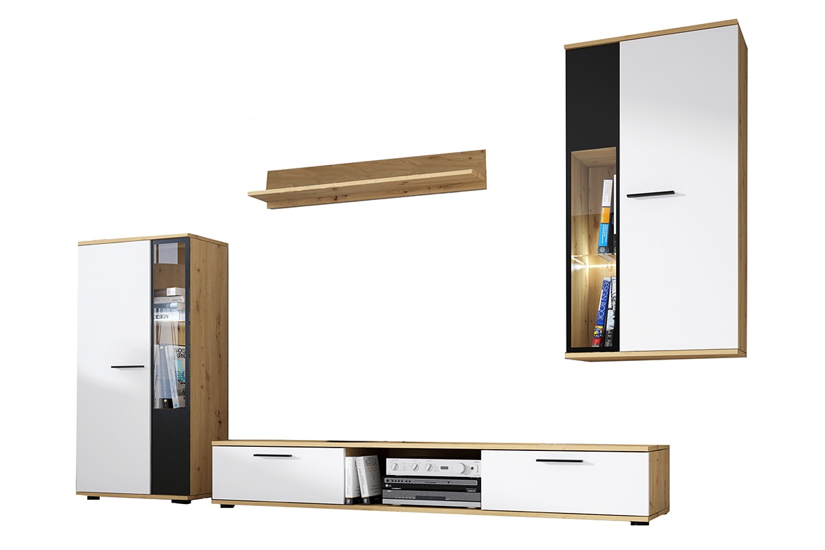 Sada nábytku Kaja - bílý mat / dub artisan Bílé Televizní stolky