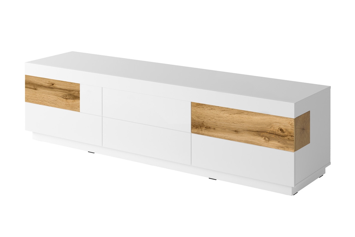 Obývací stěna Silke I - bílý lesk / dub wotan tv se zásuvkami 