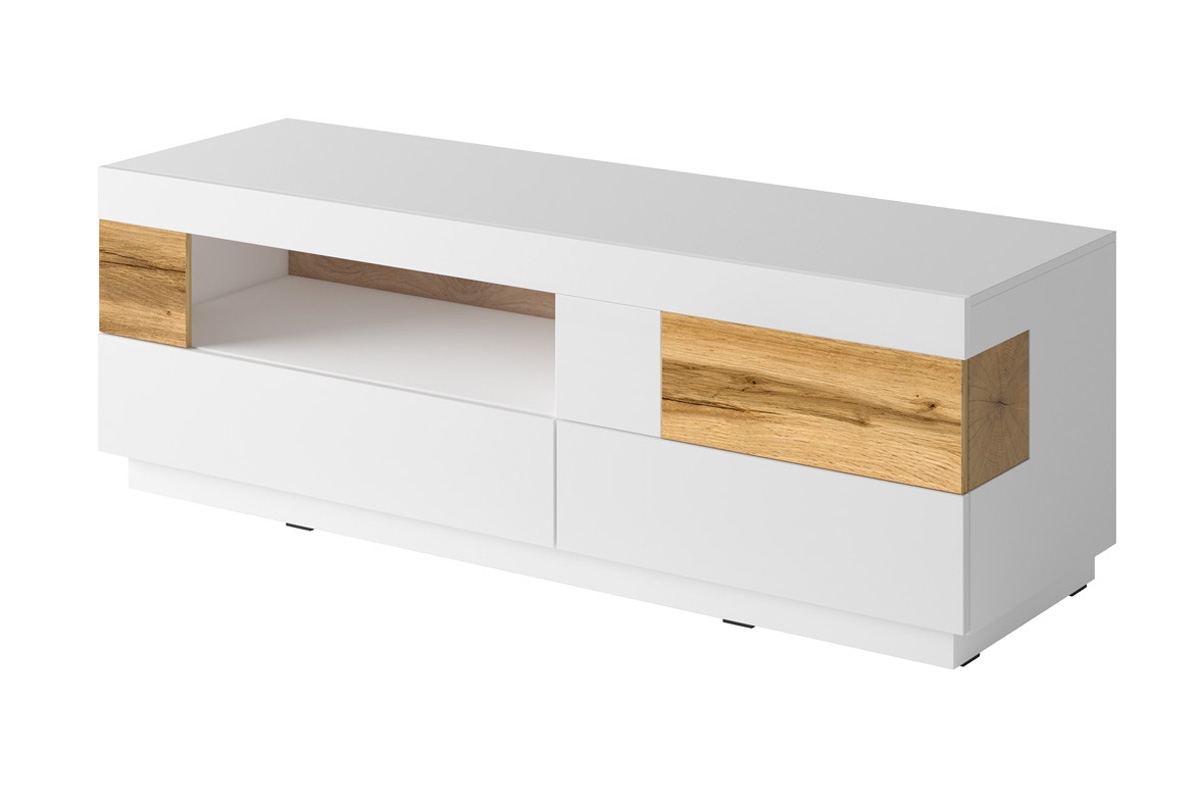 Zostava nábytku Silke IV 247JGY Biely/biely lesk - Dub wotan TV s otvorenou policou 