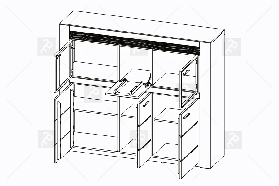 Sestava nábytku do jídelny Velvet IV - dub rustikal Kredenc s krycí deskou Velvet 48 - Szynaka Nábytek
