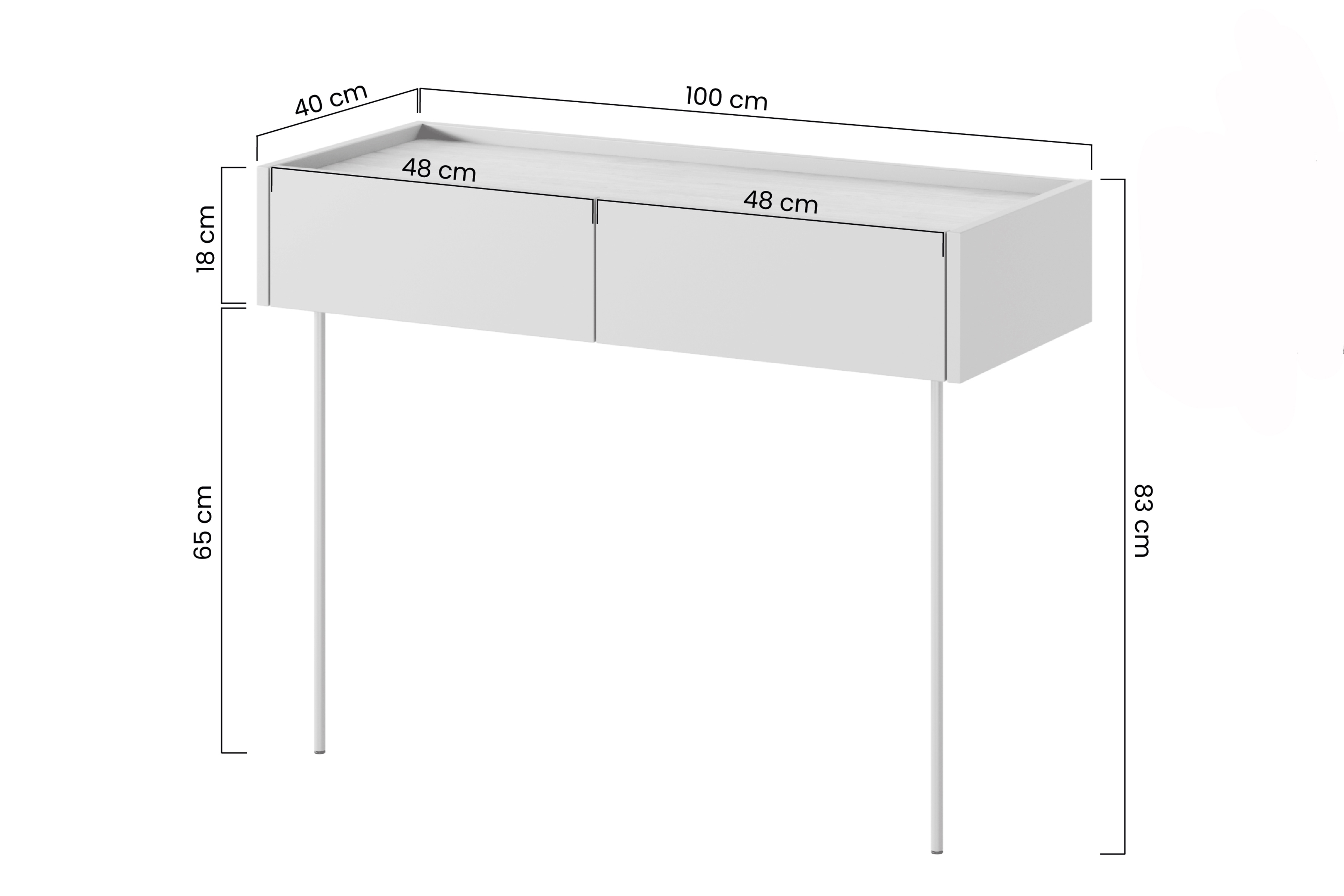 Toaletný stolík Desin so zásuvkami 100 cm - keramická červená / dub nagano Konzolový stolík / Toaletný Stolík Desin so zásuvkami i metalowymi nogami 100 cm - Červený / ceramic red / Dub nagano